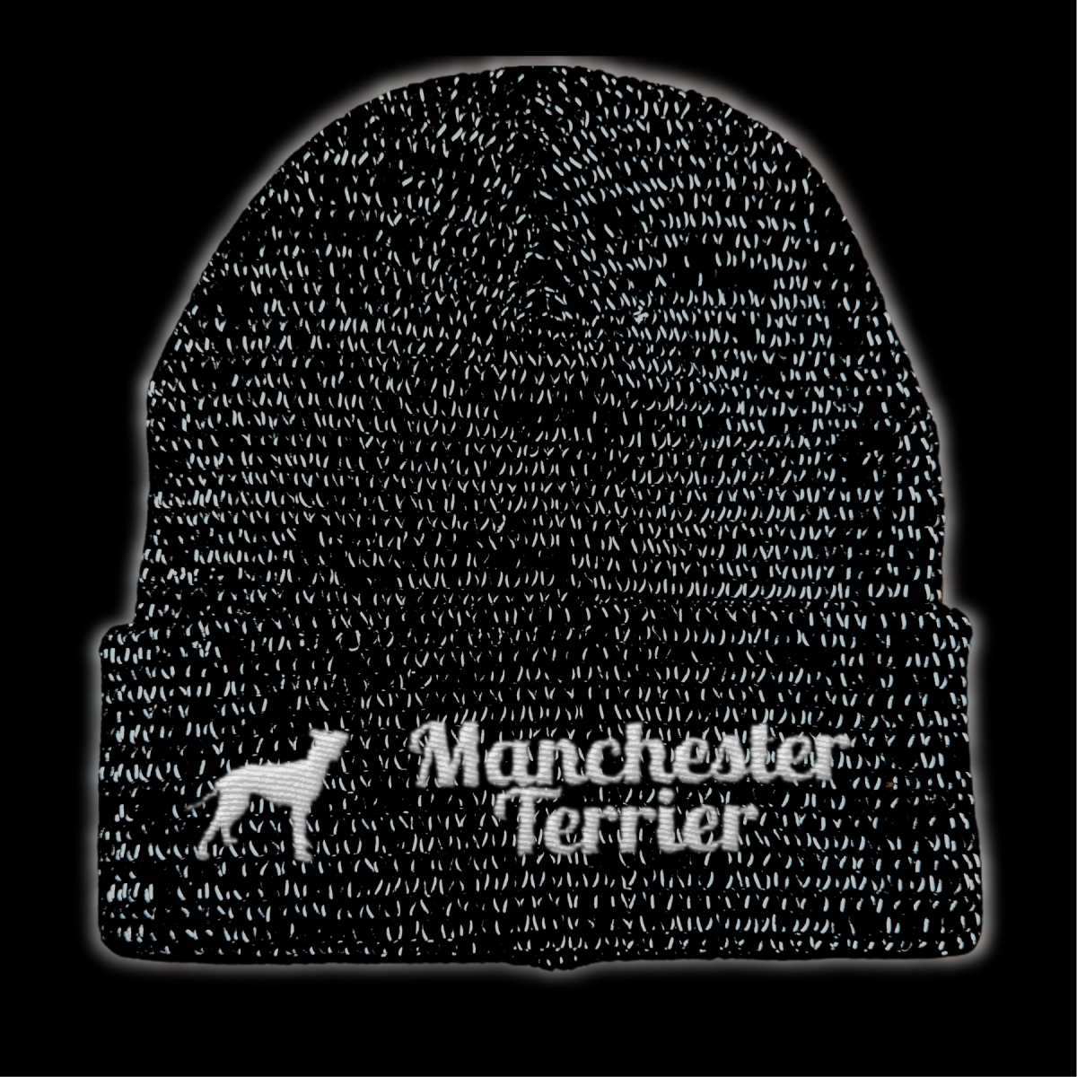 Manchester Terrier reflektierende Mütze Stickerei Hund Winter Strickmütze reflex Beanie warm