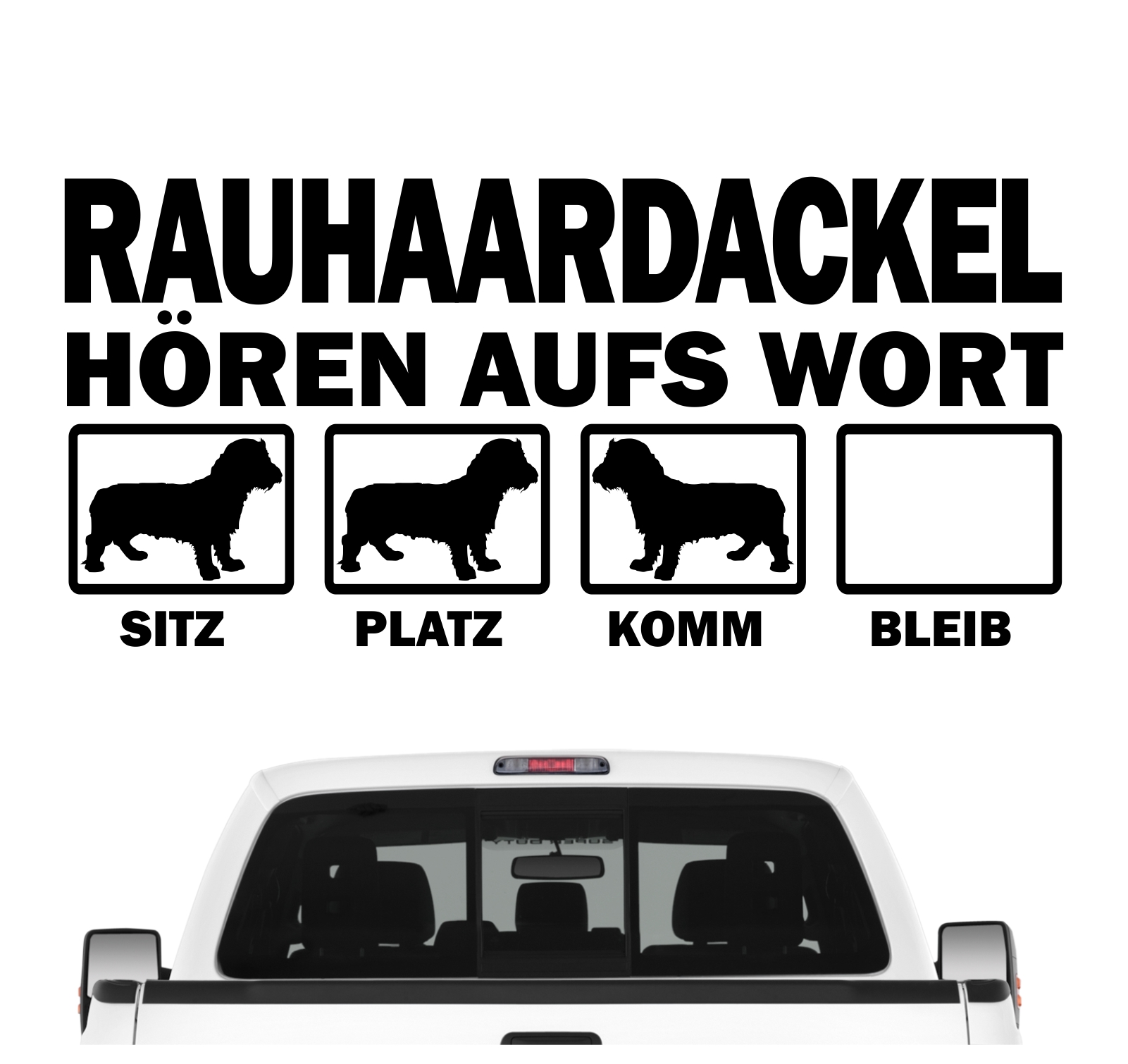 Rauhaardackel Dackel hört aufs Wort Hunde Auto Aufkleber Autoaufkleber Hund Folie