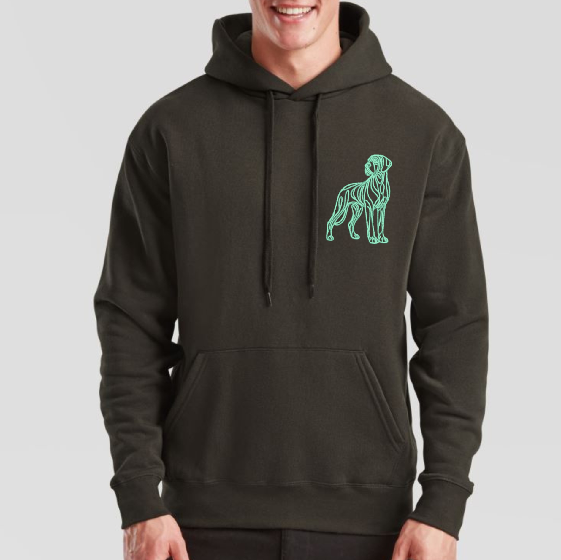 Hoodie Dogge deutsche gestickt Hund wählbare Stickerei kuschelig Stickerei personalisiert