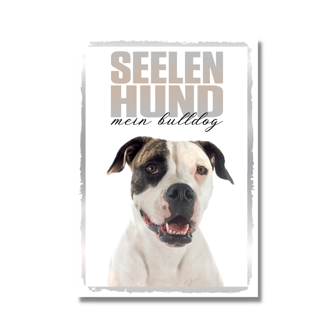 American Bulldog Seelenhund Dog Schild Spruch Türschild Hundeschild Warnschild Soulmate