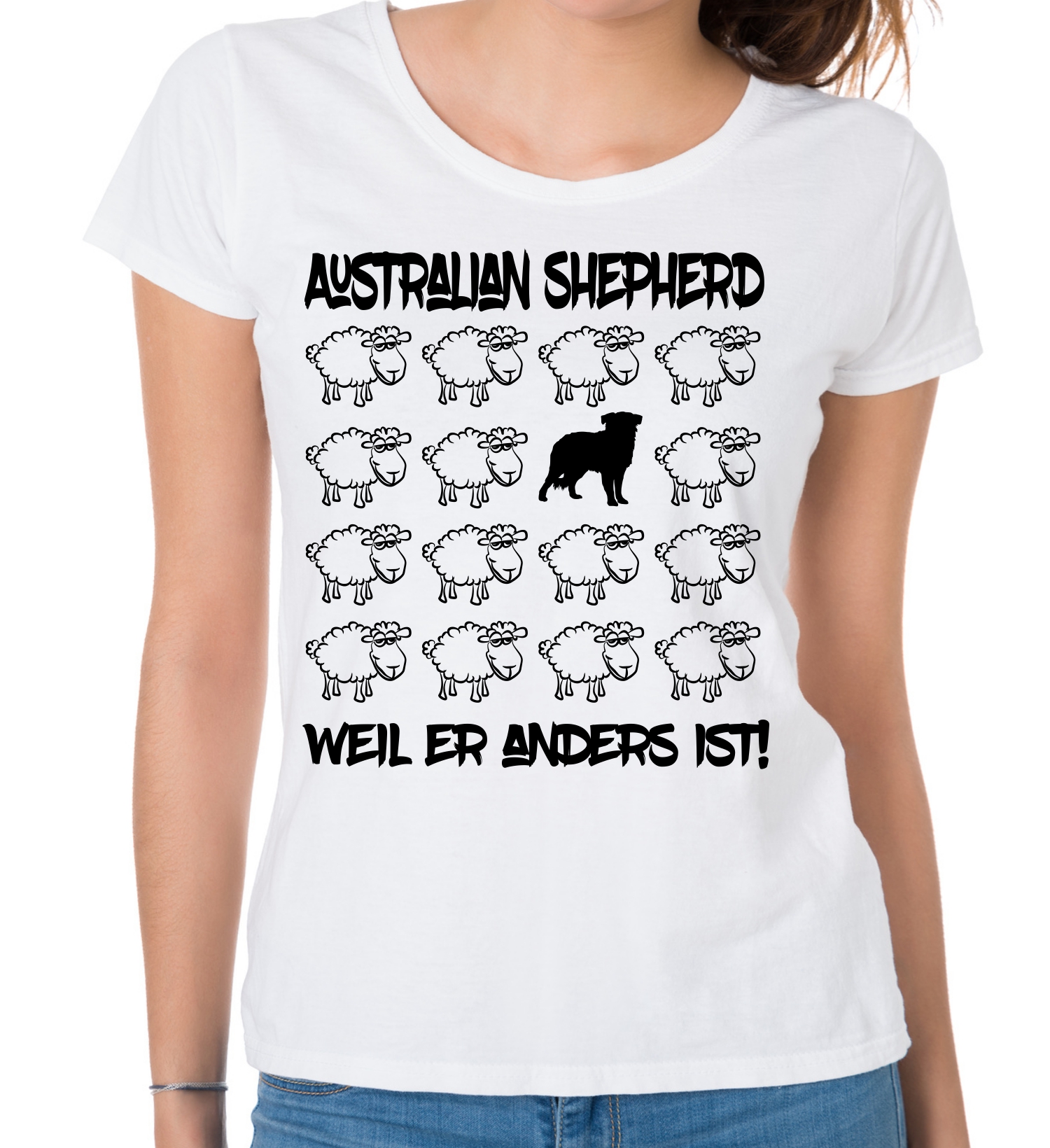 AUSTRALIAN SHEPHERD DAMEN T-SHIRT BLACK SHEEP by SIVIWONDER