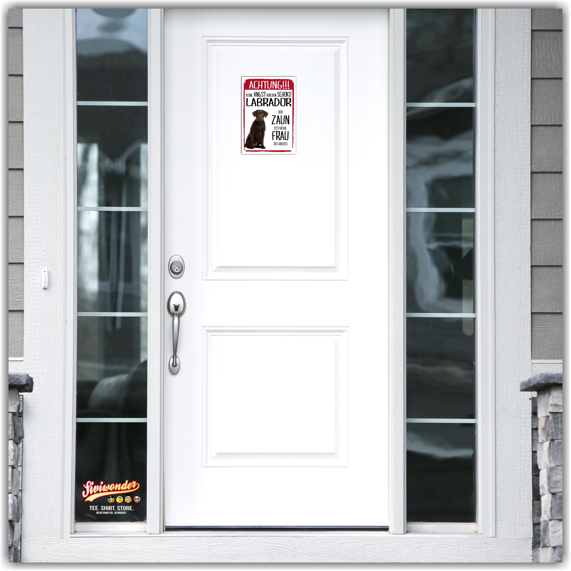 Labrador Braun Dog Schild Achtung Zaun Frau Spruch Türschild Hundeschild Warnschild Fun