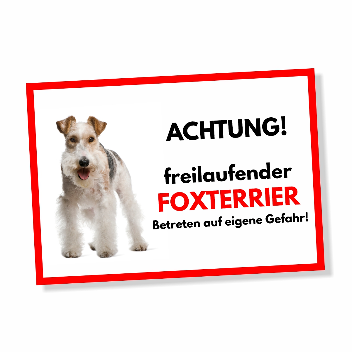Foxterrier 2 Freilaufender Hund Dog Schild Spruch Türschild Hundeschild Warnschild