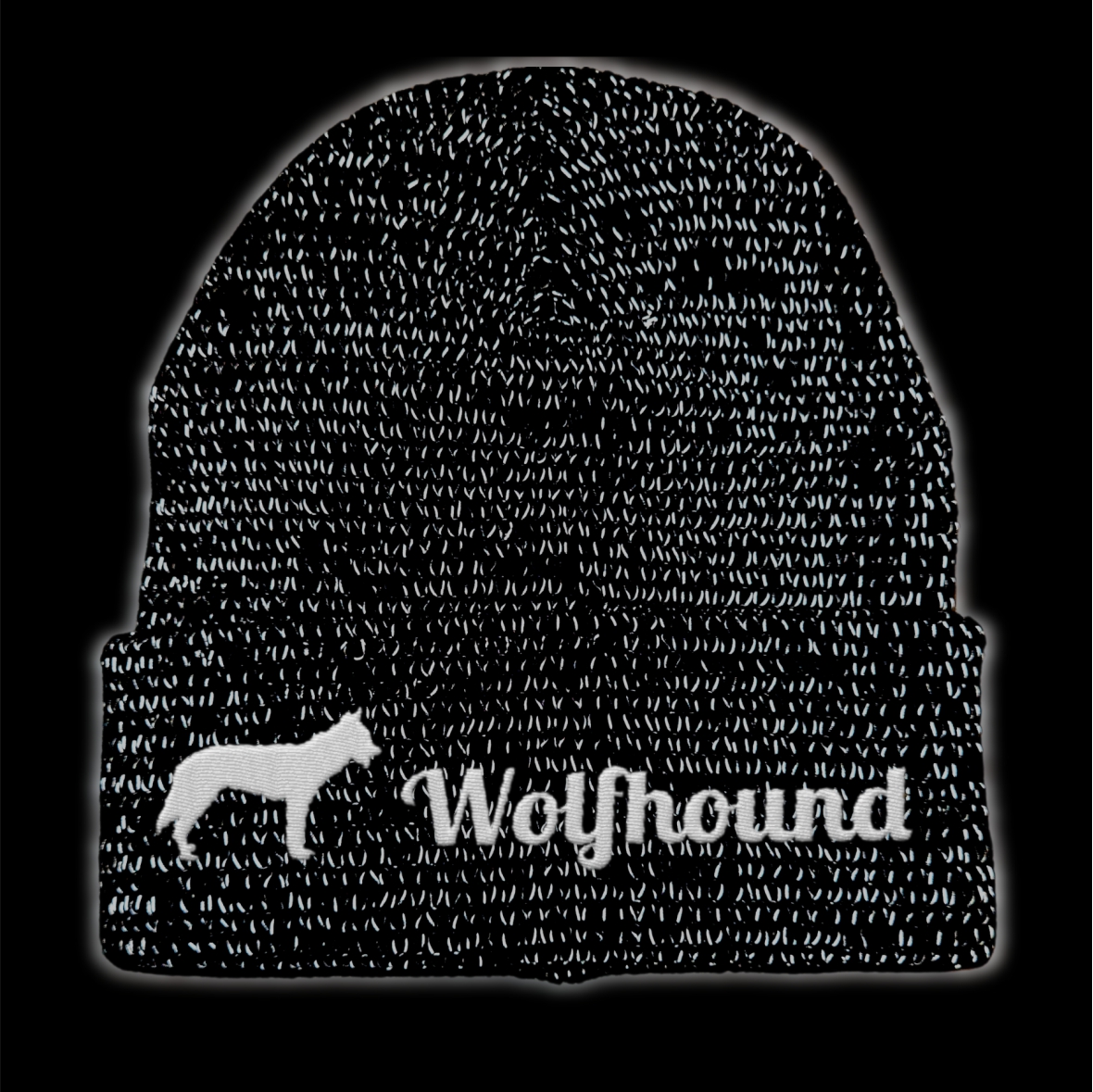 Wolfhound reflektierende Mütze Stickerei Hund Winter Strickmütze reflex Beanie warm