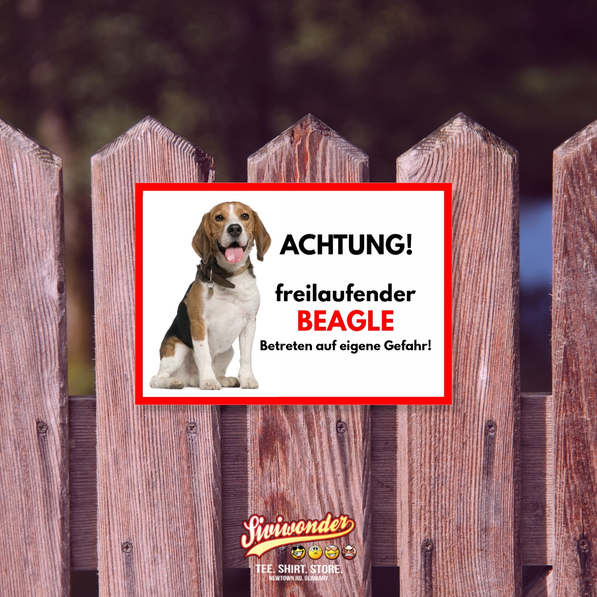 Beagle Freilaufender Hund Dog Schild Spruch Türschild Hundeschild Warnschild
