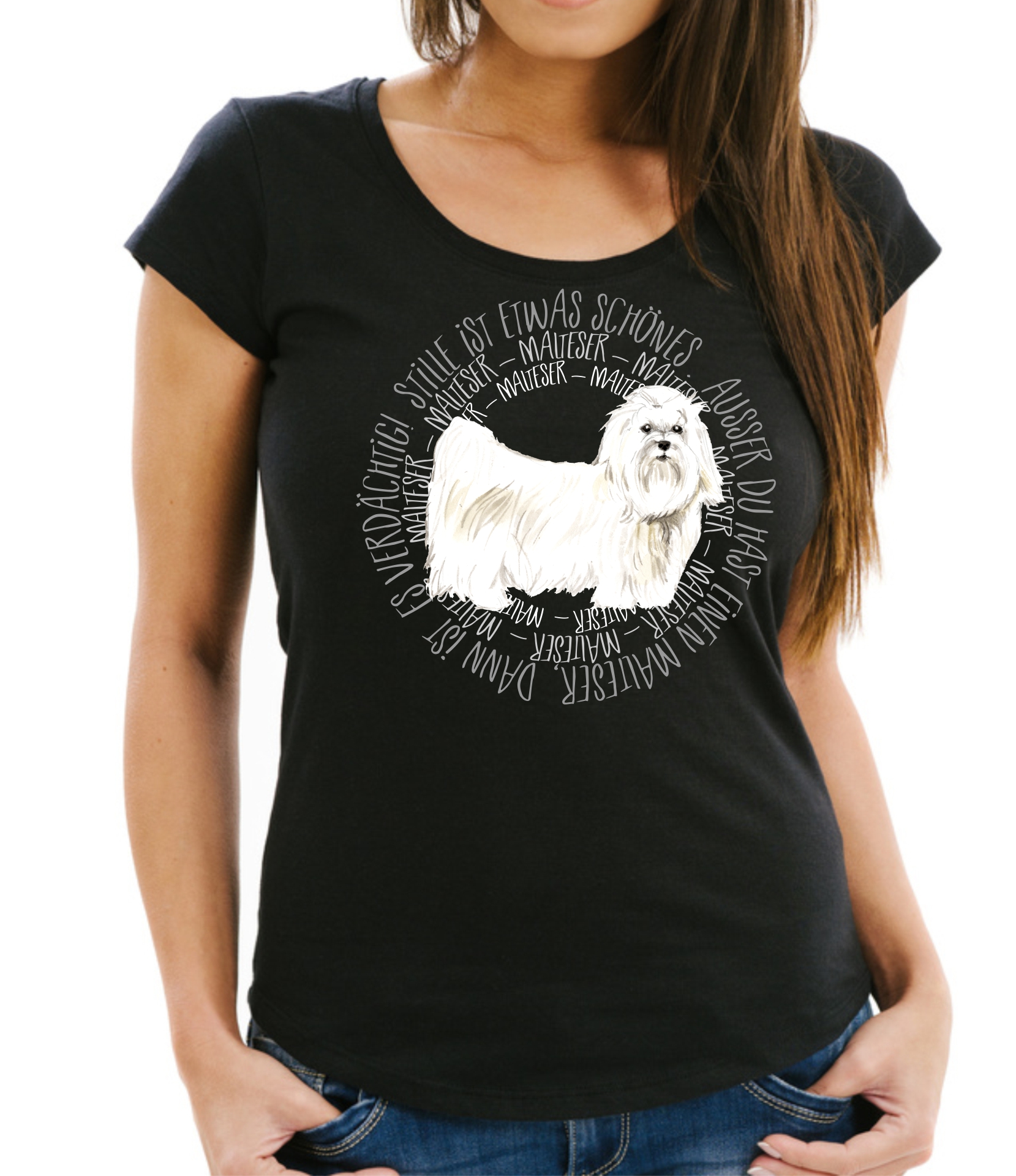 MALTESER DAMEN T-SHIRT CIRCLE Watercolor by SIVIWONDER