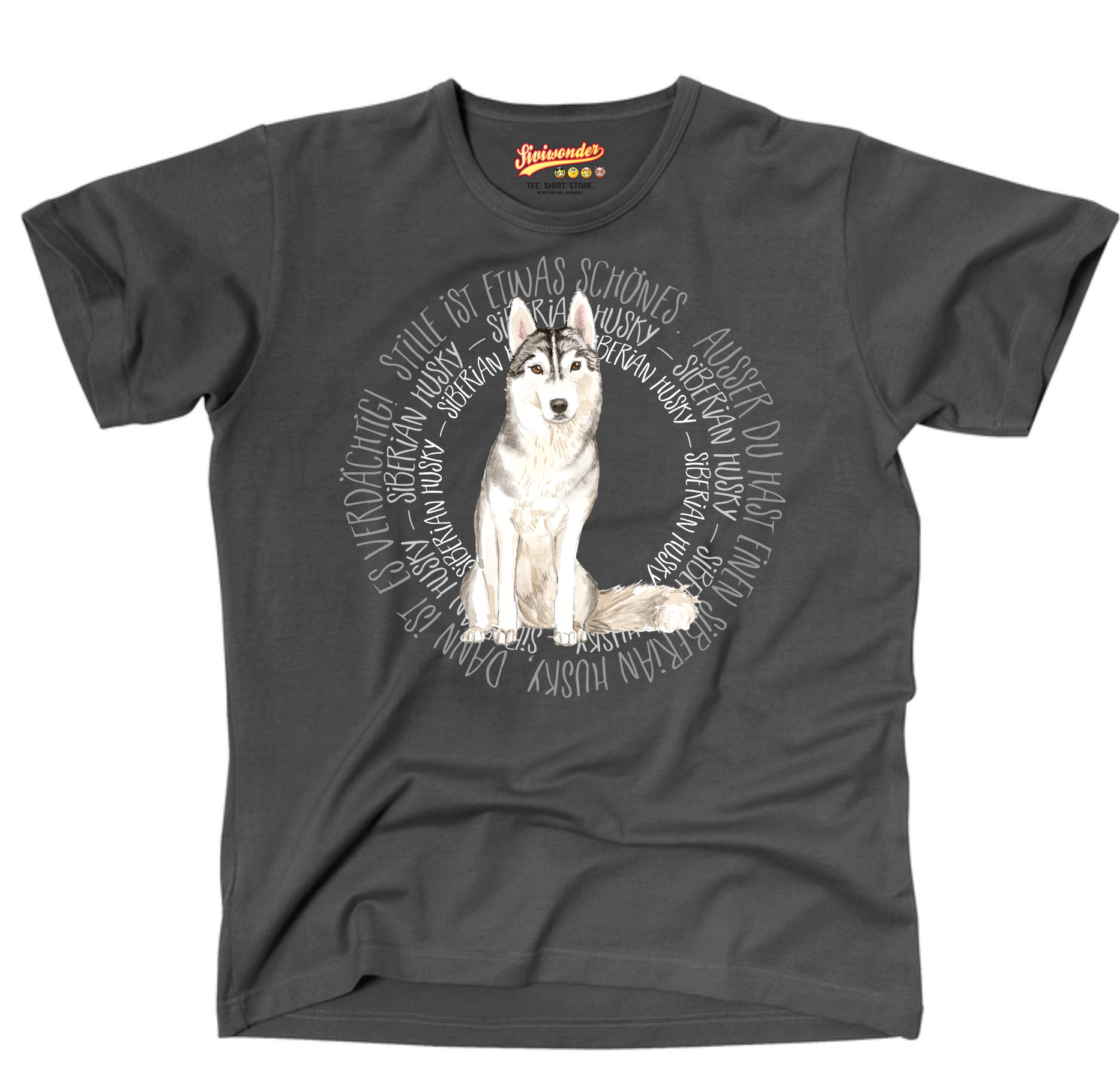 SIBERIAN HUSKY UNISEX T-SHIRT CIRCLE Watercolor by SIVIWONDER