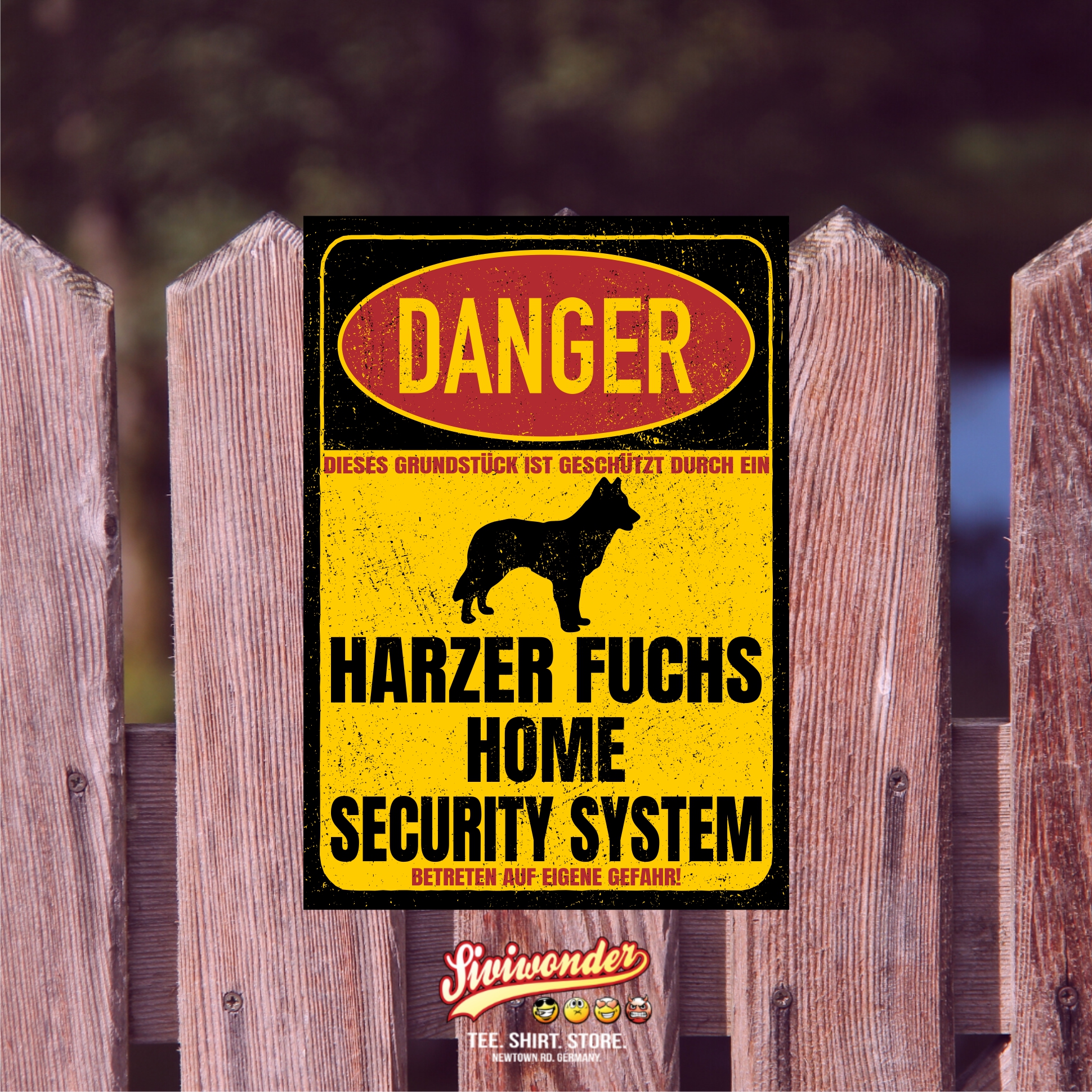 Harzer Fuchs Altdeutscher Hütehund Dog Türschild Danger Security System Warnschild Hund Schilder Hundeschild happy Design by Siviwonder