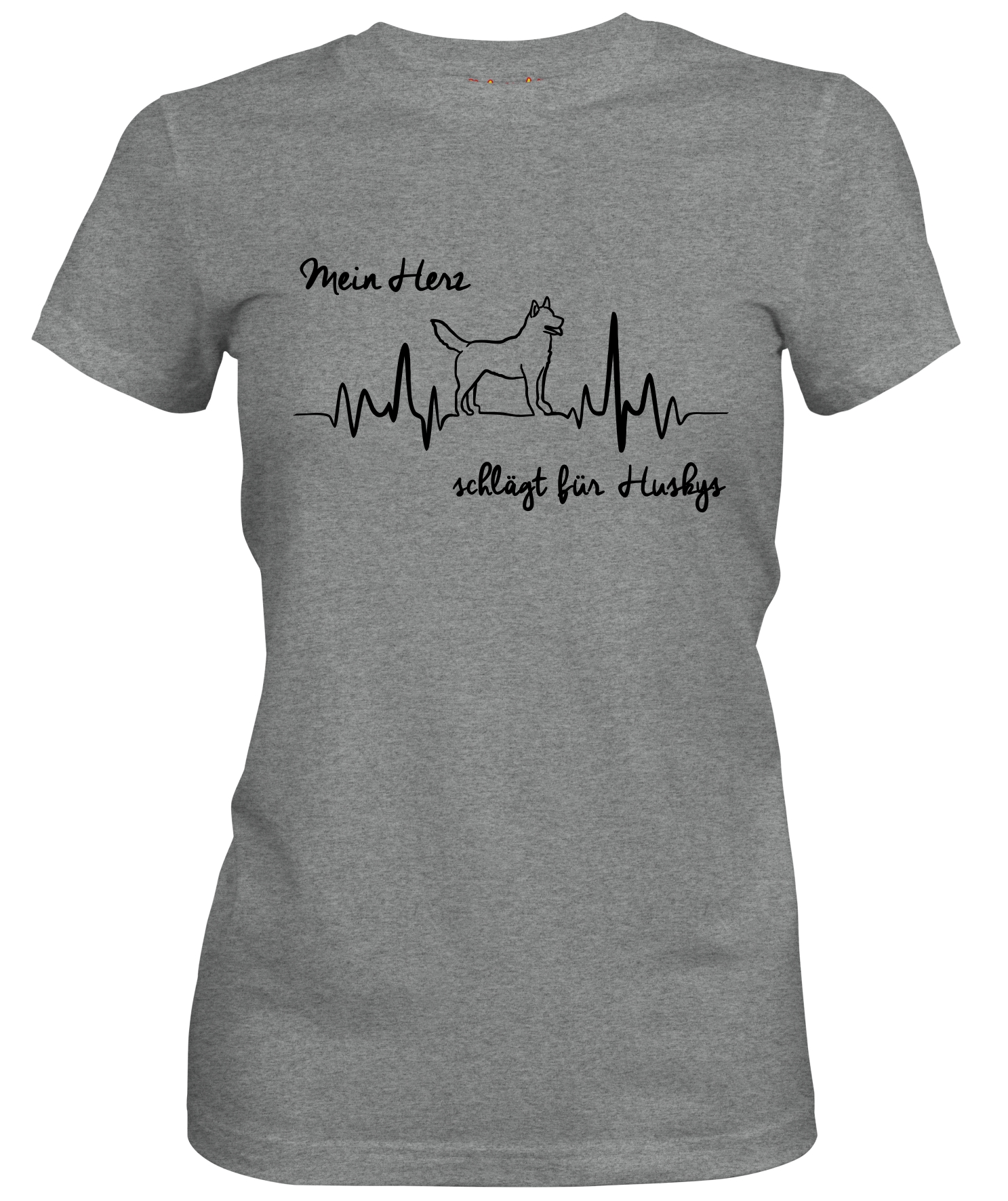 HUSKY DAMEN T-SHIRT HEARTBEAT EKG Hund Hundemotiv Herz Herzschlag Siberian Sibe