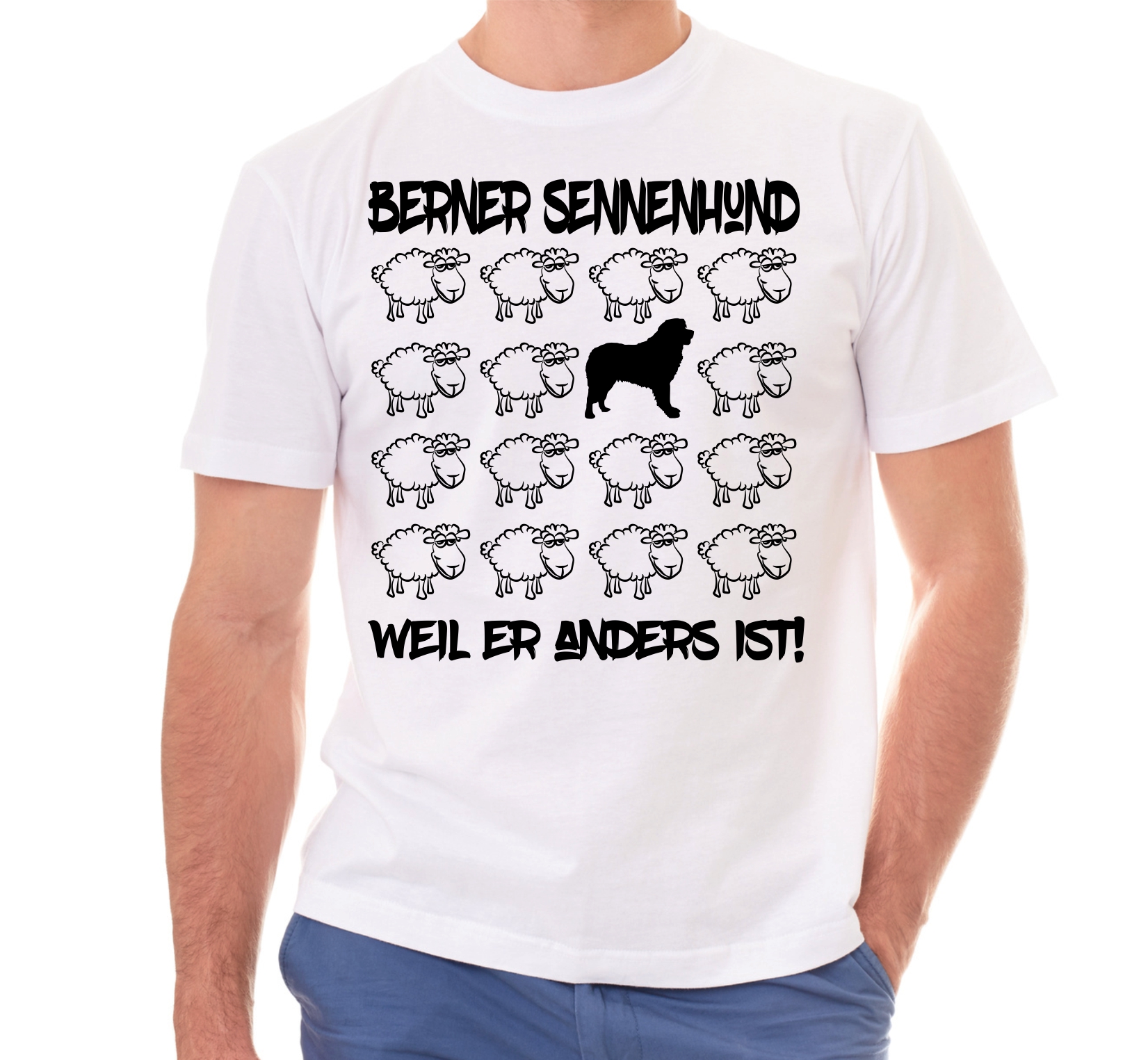 BERNER SENNENHUND UNISEX T-SHIRT BLACK SHEEP by SIVIWONDER