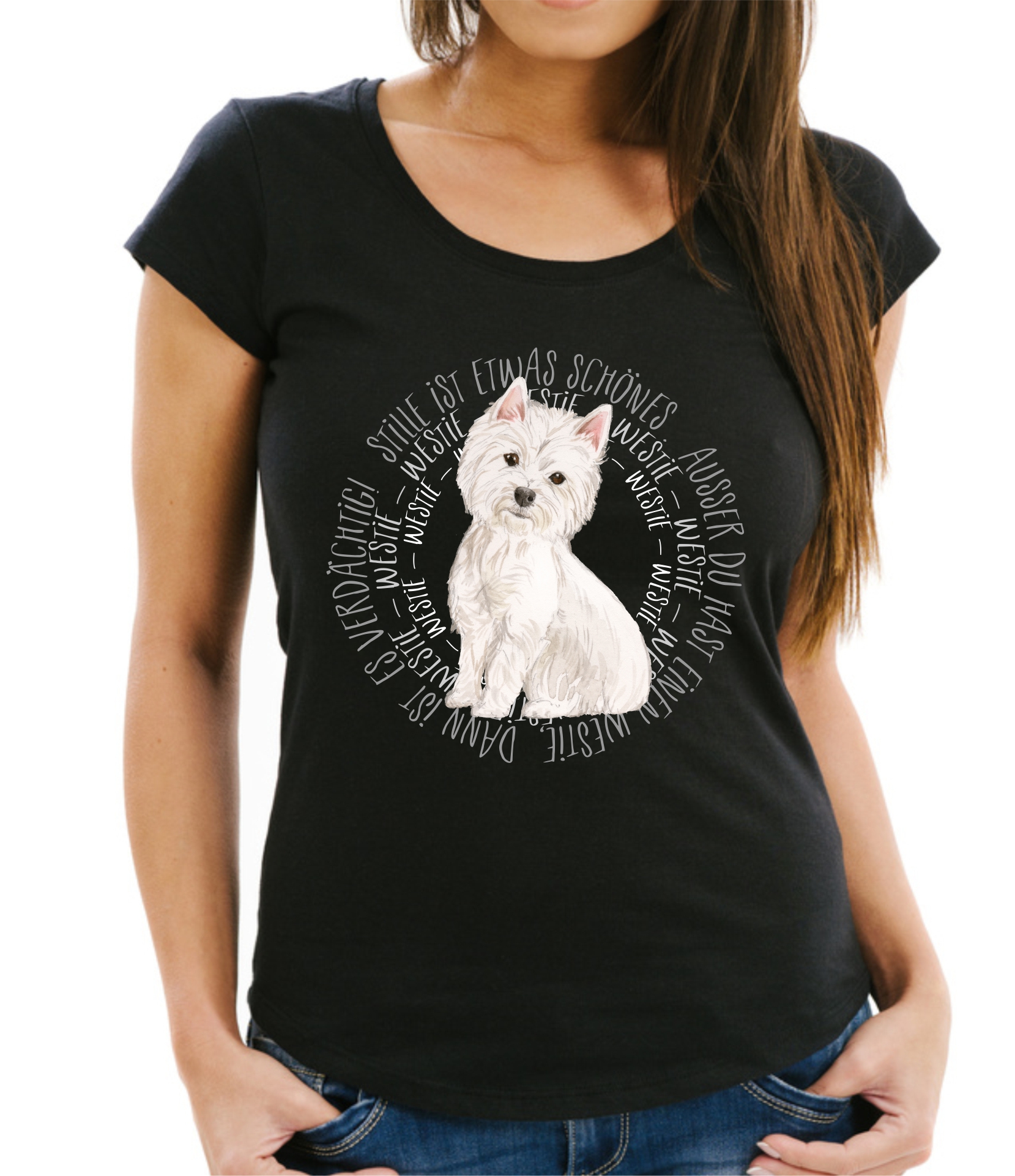 WESTIE DAMEN T-SHIRT CIRCLE Watercolor by SIVIWONDER