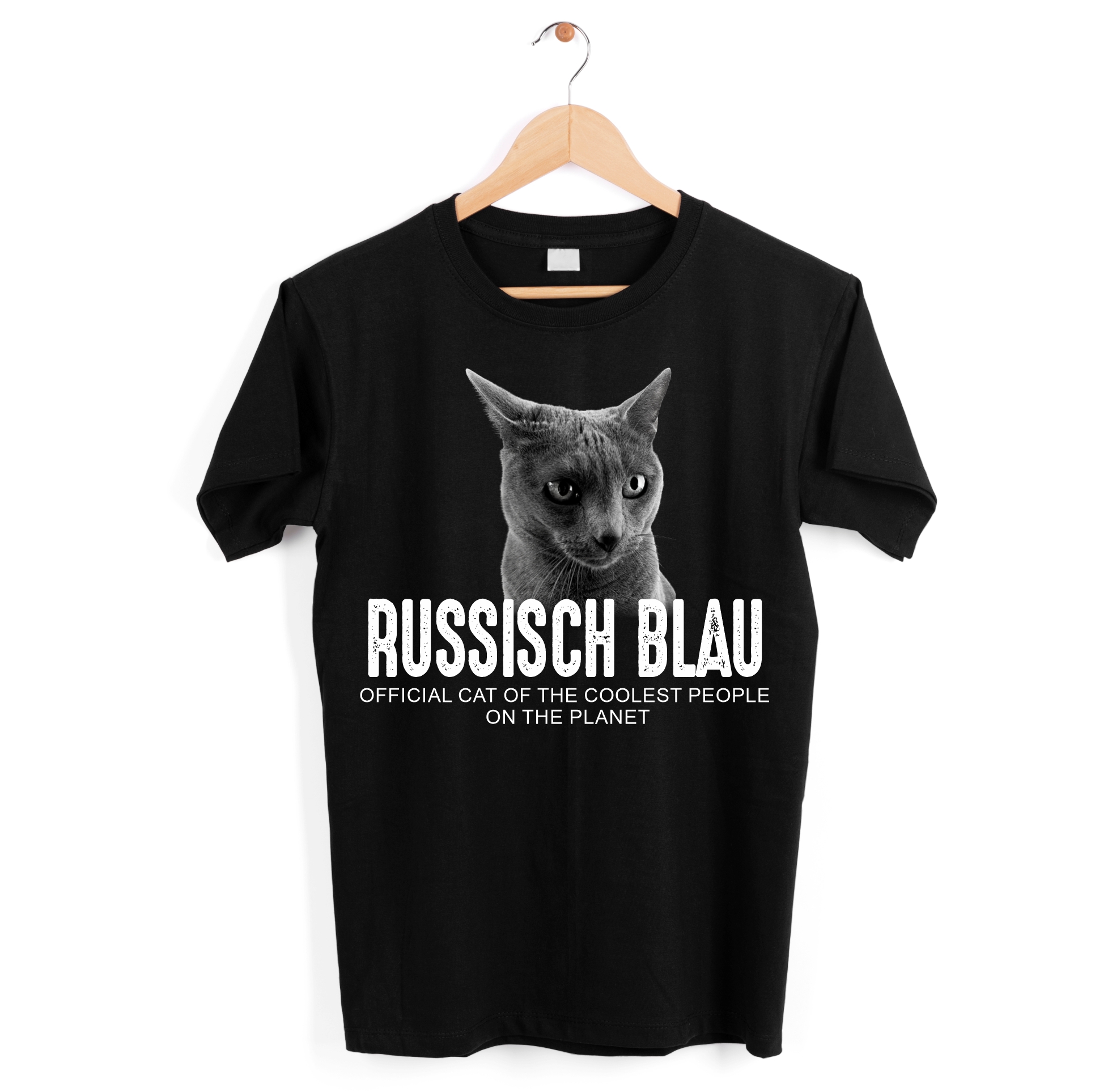 Russische Blau Russian Blue Official Cool  Katze Cat Unisex Shirt Katzenmotiv T-Shirt