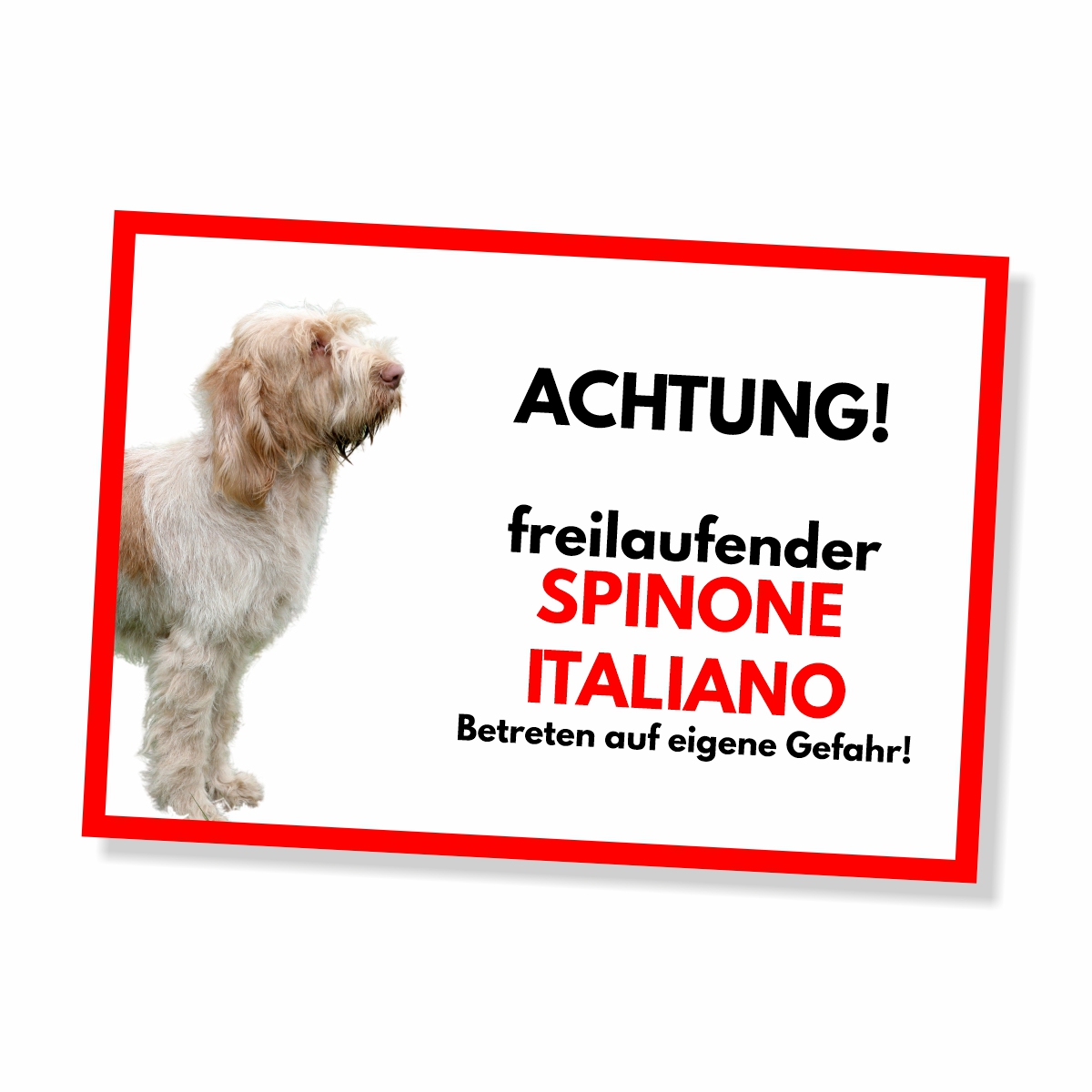 Spinone Italiano Freilaufender Hund Dog Schild Spruch Türschild Hundeschild Warnschild