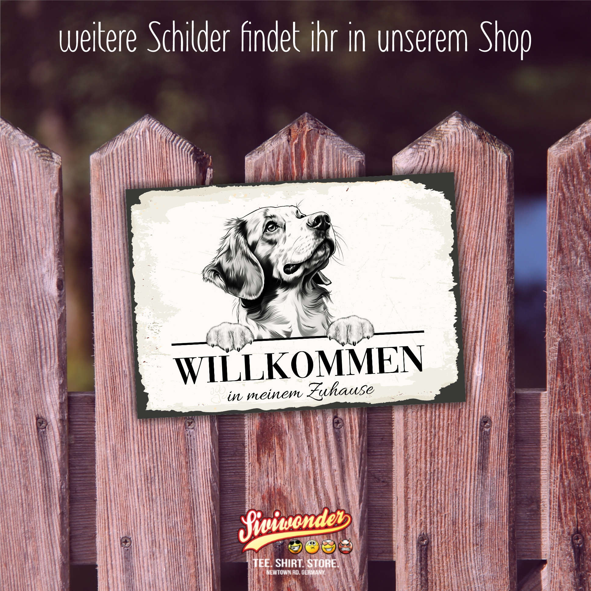Hundeschild Willkommen Zuhause Epagneul Breton Schild Achtung Spruch