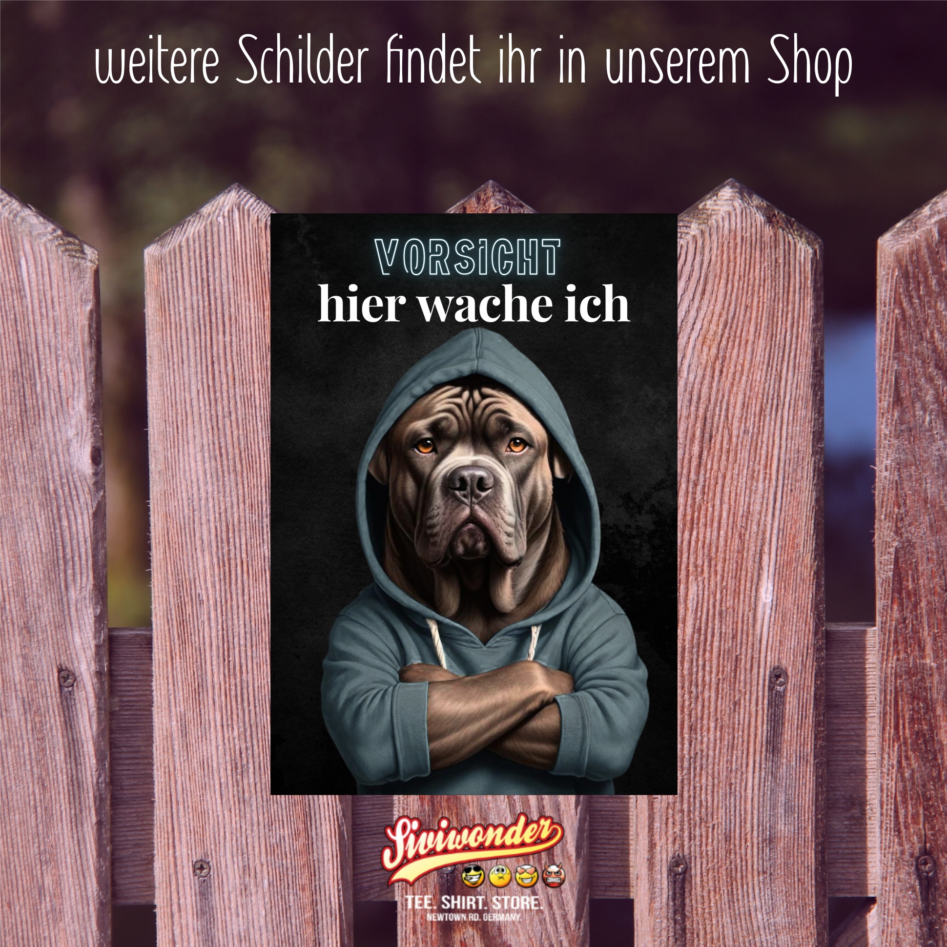 Hundeschild Schild Vorsicht Cane Corso Dog Spruch Türschild Warnschild Hund hier wache ich