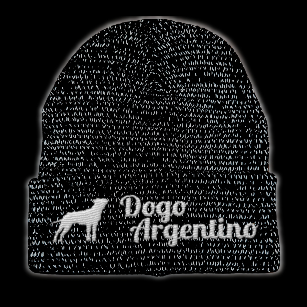 Dogo Argentino reflektierende Mütze Stickerei Hund Winter Strickmütze reflex Beanie warm