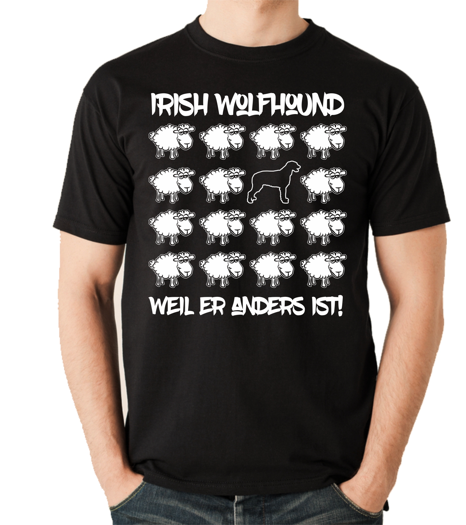 IRISH WOLFHUND UNISEX T-SHIRT BLACK SHEEP by SIVIWONDER