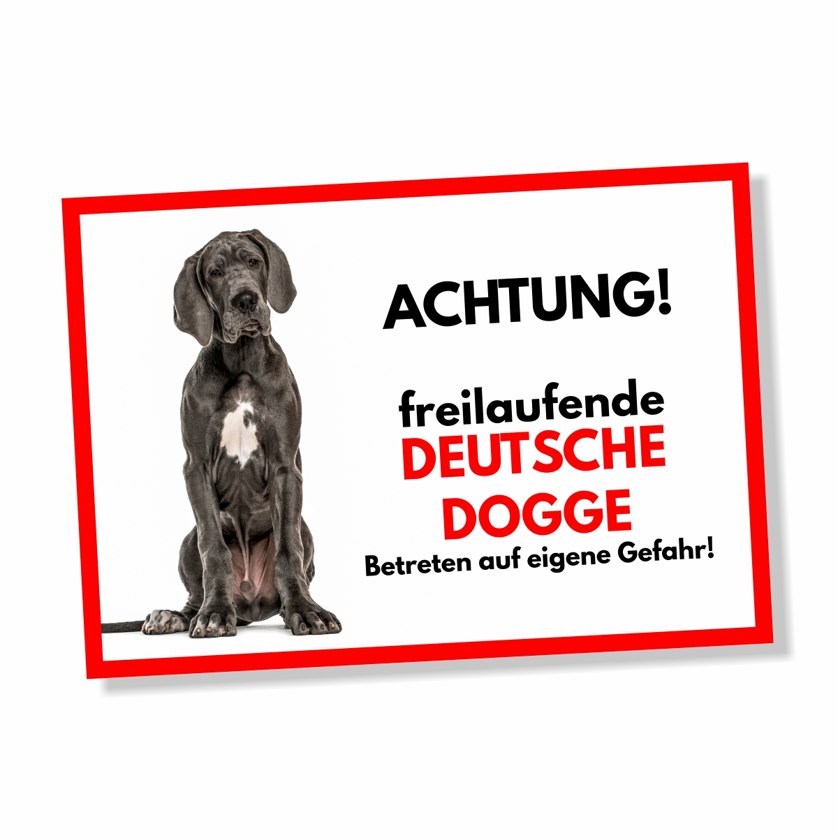Deutsche Dogge Freilaufender Hund Dog Schild Spruch Türschild Hundeschild Warnschild