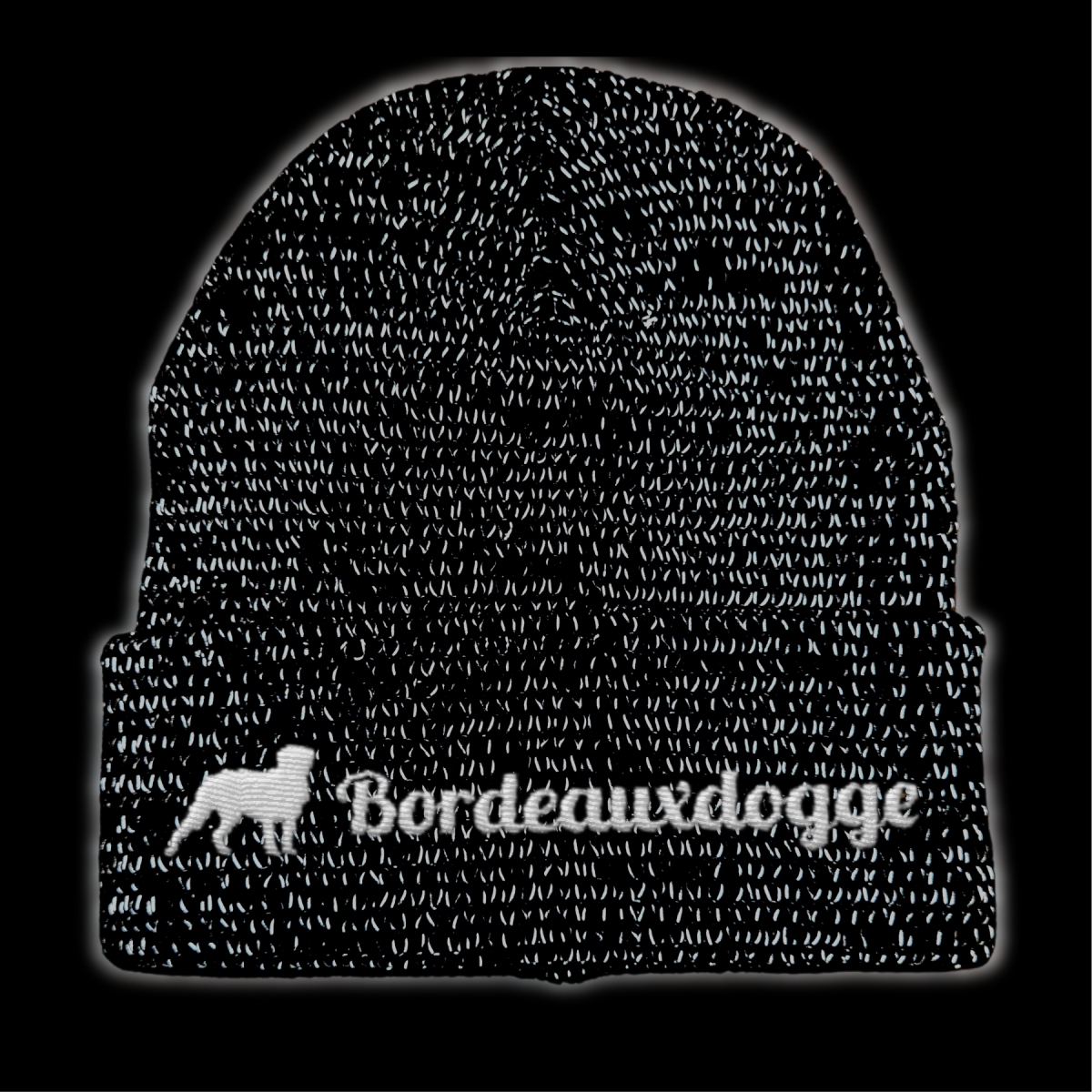 Bordeauxdogge reflektierende Mütze Stickerei Hund Winter Strickmütze reflex Beanie warm