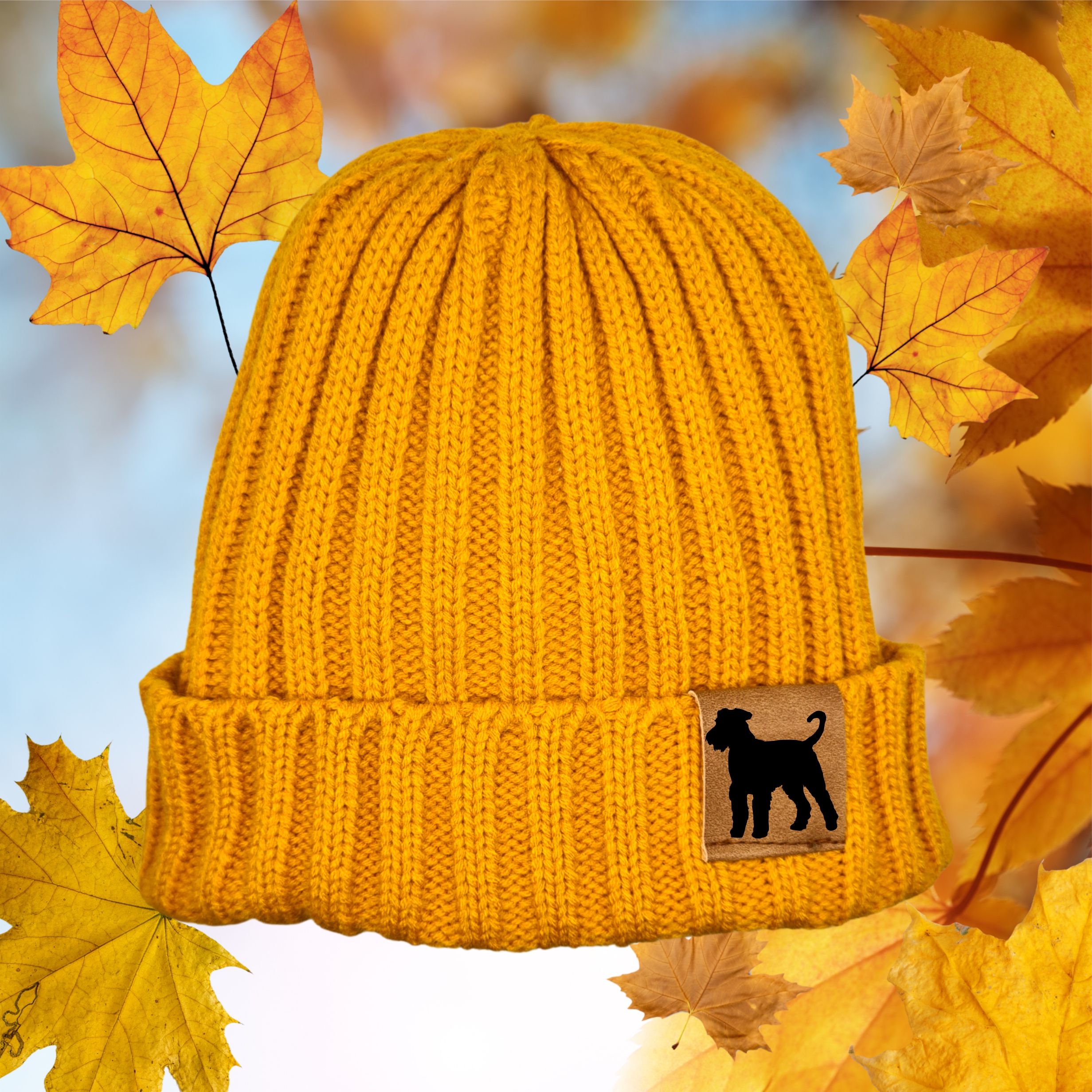 Strickmütze "Airedale Terrier "  Beanie Mütze Urban Witzig Spruch Warm Winter Herbst Farben