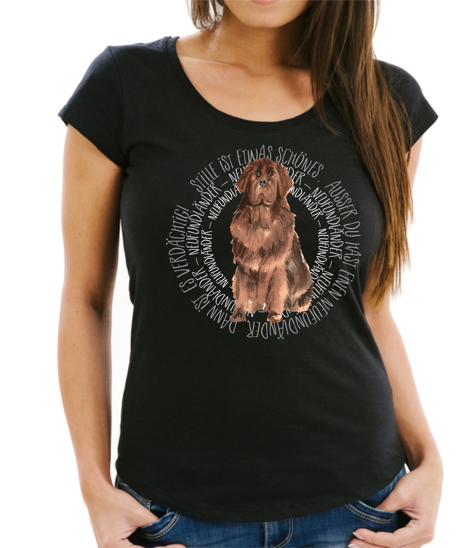 NEUFUNDLÄNDER DAMEN T-SHIRT CIRCLE Watercolor by SIVIWONDER