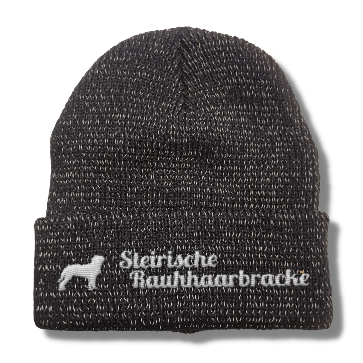 Steirische Rauhaarbracke reflektierende Mütze Stickerei Hund Winter Strickmütze reflex Beanie warm k