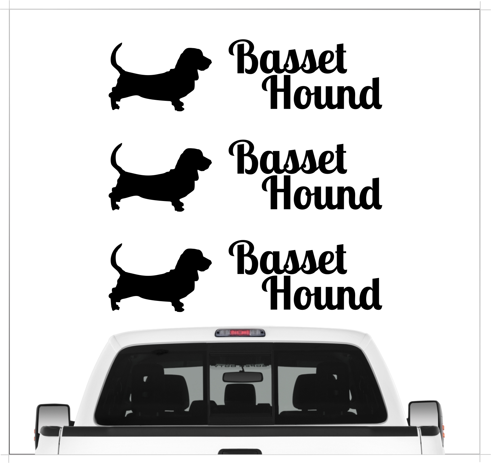 Basset Hound Hush Puppy  Dog 3er Set  AUTOAUFKLEBER Aufkleber Hunde Hundemotiv by SIVIWONDER