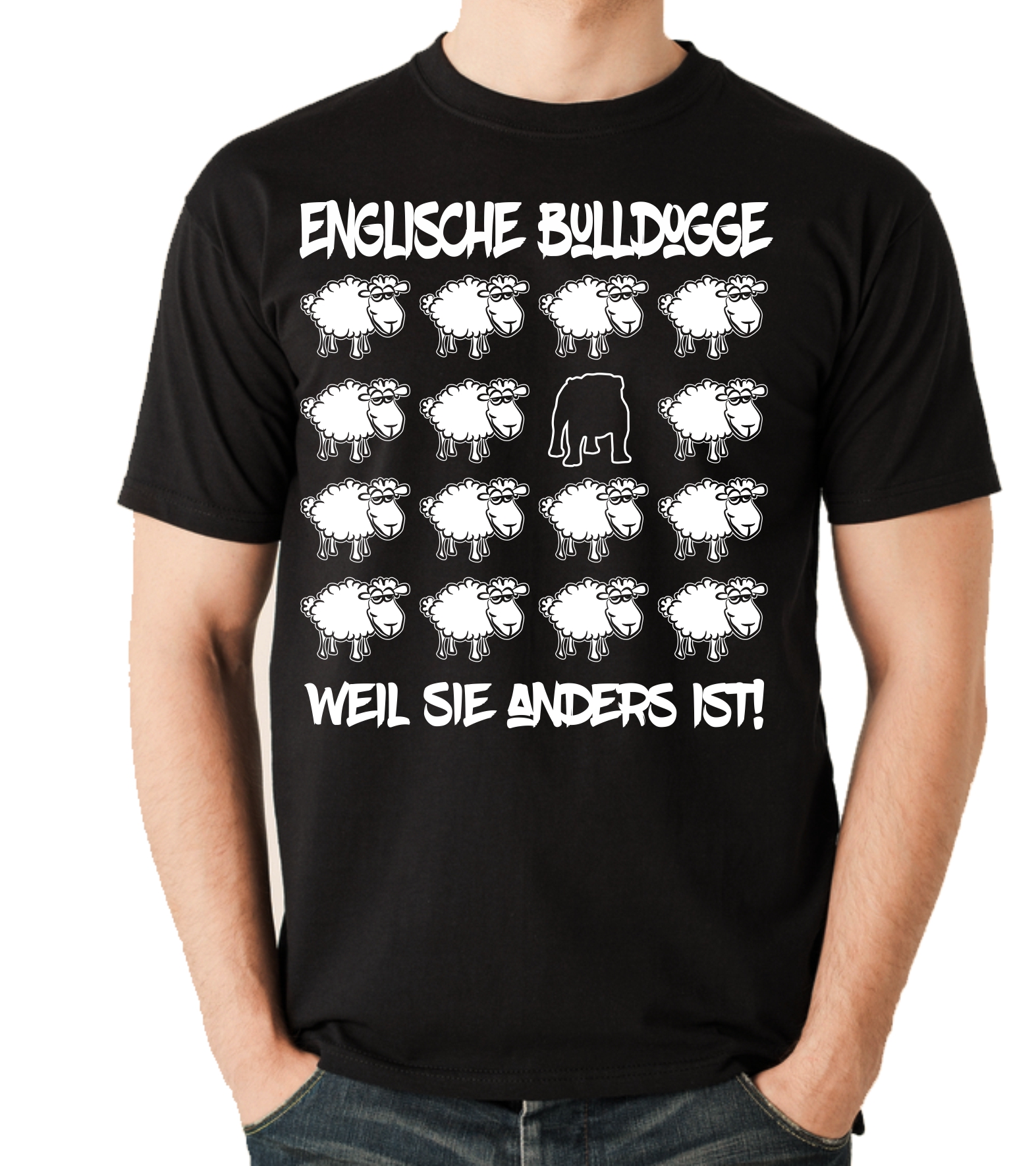 ENGLISCHE BULLDOGGE UNISEX T-SHIRT BLACK SHEEP by SIVIWONDER