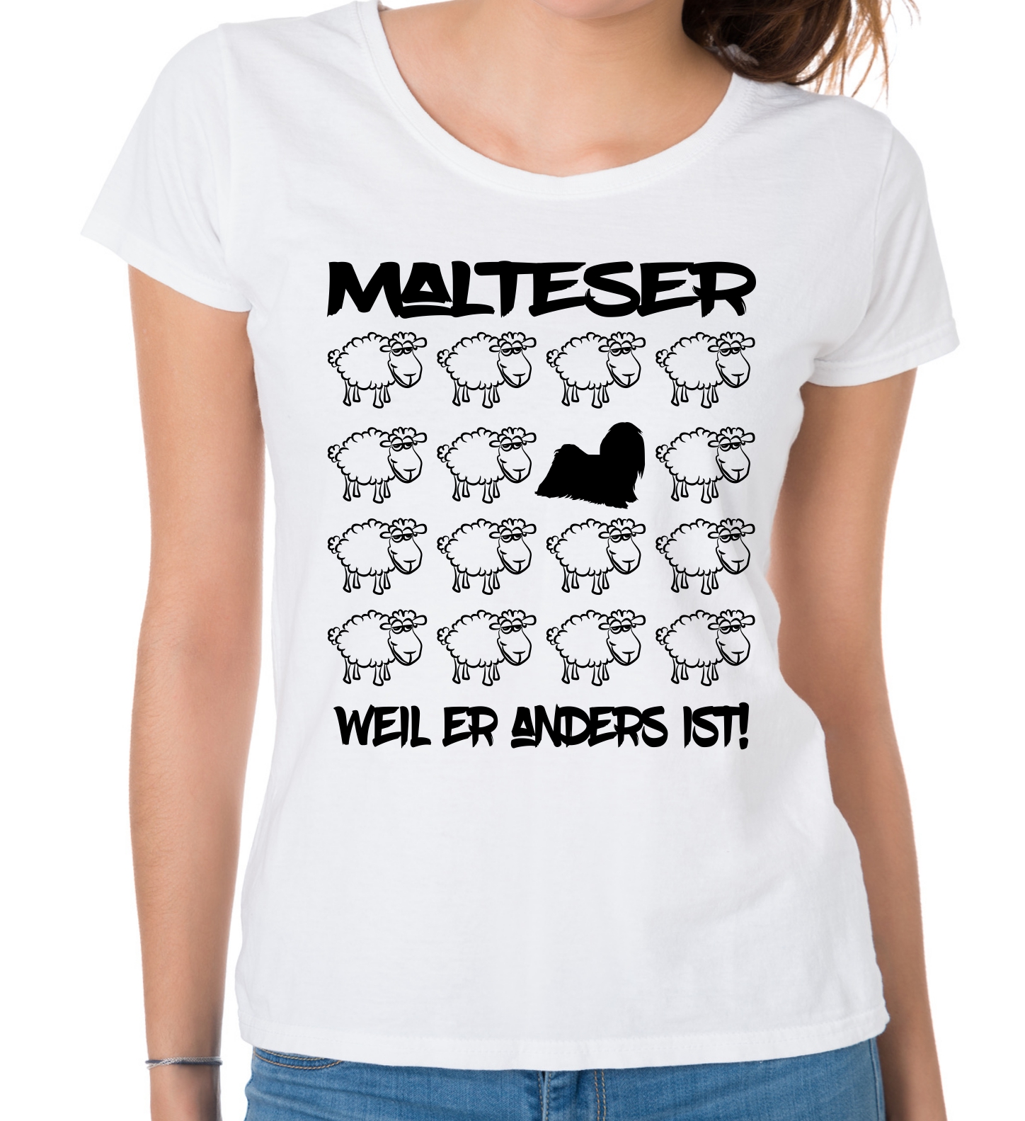 MALTESER DAMEN T-SHIRT BLACK SHEEP by SIVIWONDER