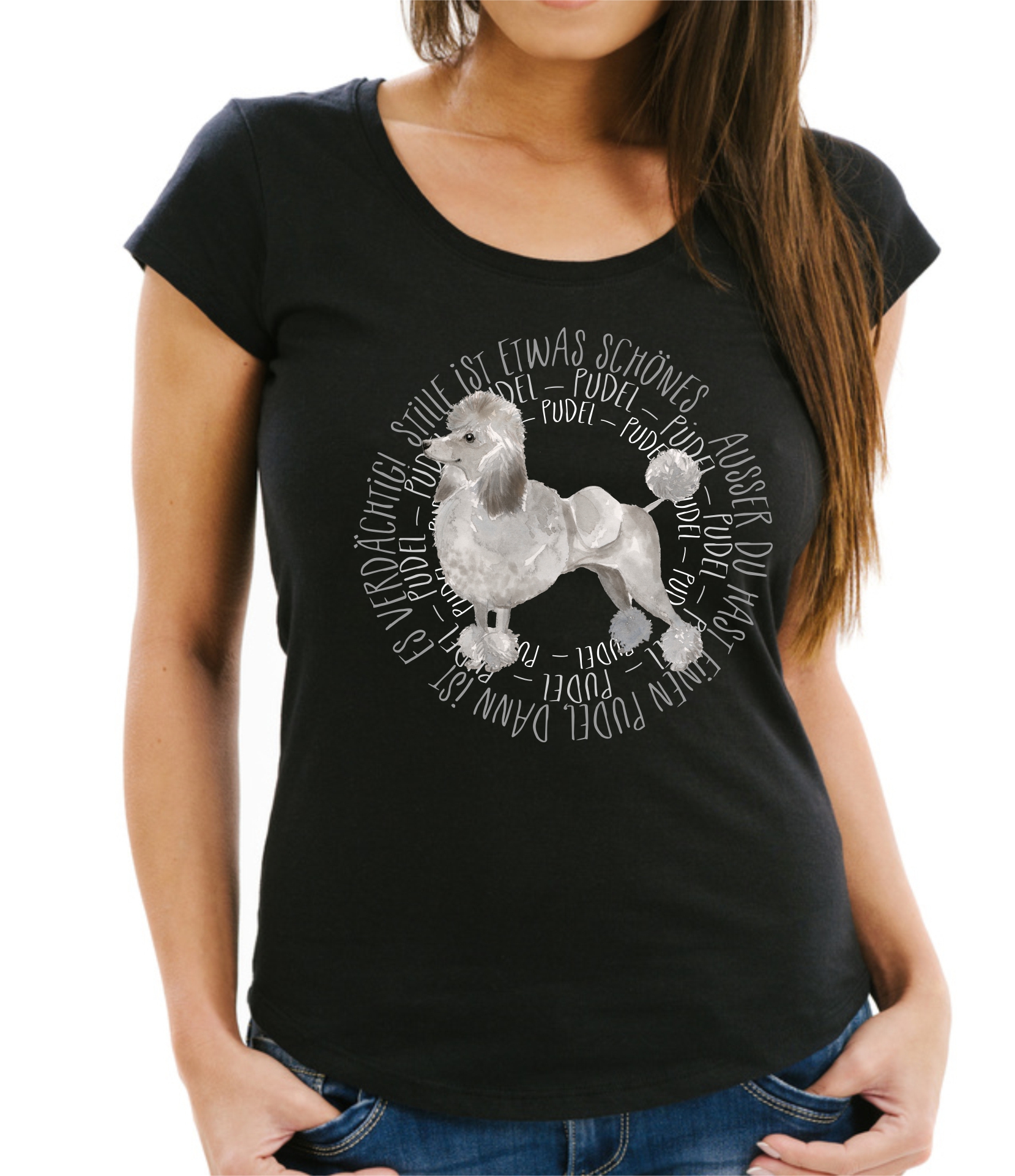 PUDEL DAMEN T-SHIRT CIRCLE Watercolor by SIVIWONDER