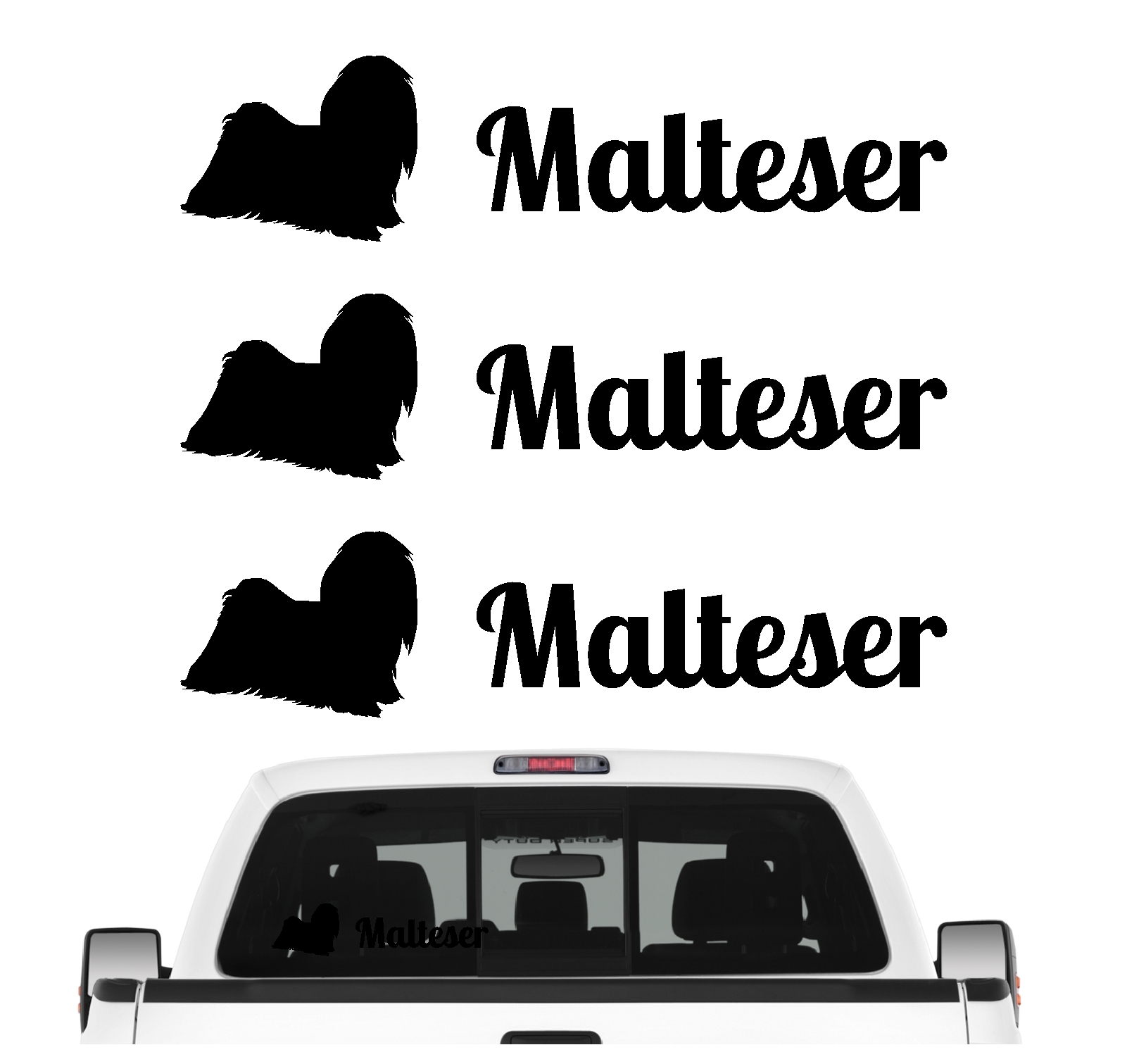 Malteser Maltese Dog Aufkleber 3er Set Hundeaufkleber Hundemotiv Hund Folie
