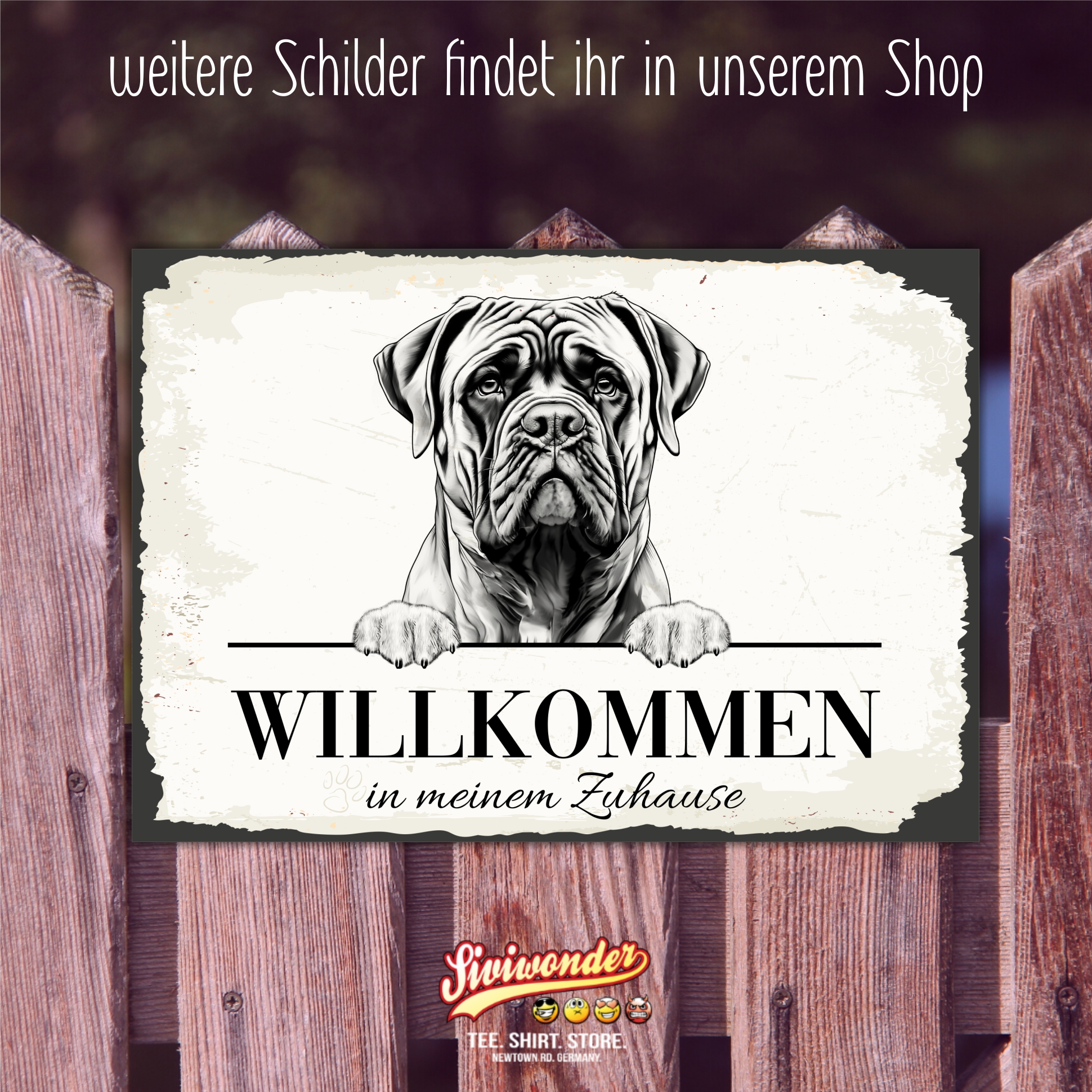 Hundeschild Willkommen Zuhause Bullmastiff Mastiff Schild Achtung