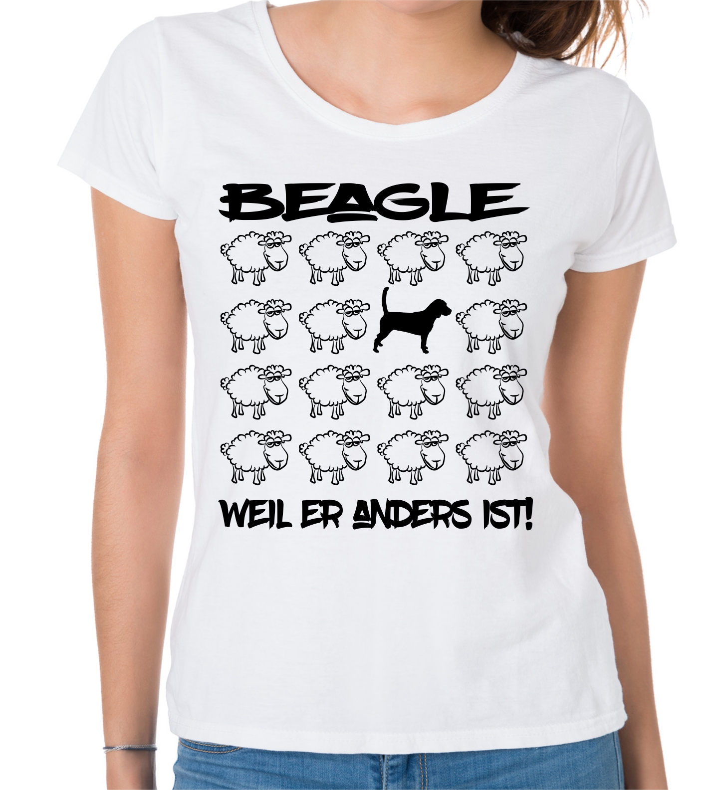 BEAGLE DAMEN T-SHIRT BLACK SHEEP by SIVIWONDER