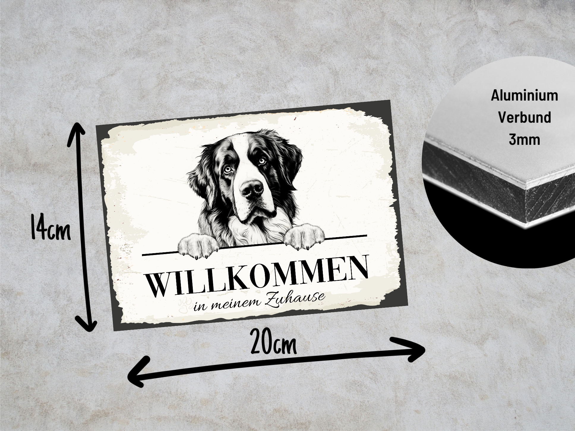 Hundeschild Willkommen Zuhause Bernhardiner  Schild Achtung