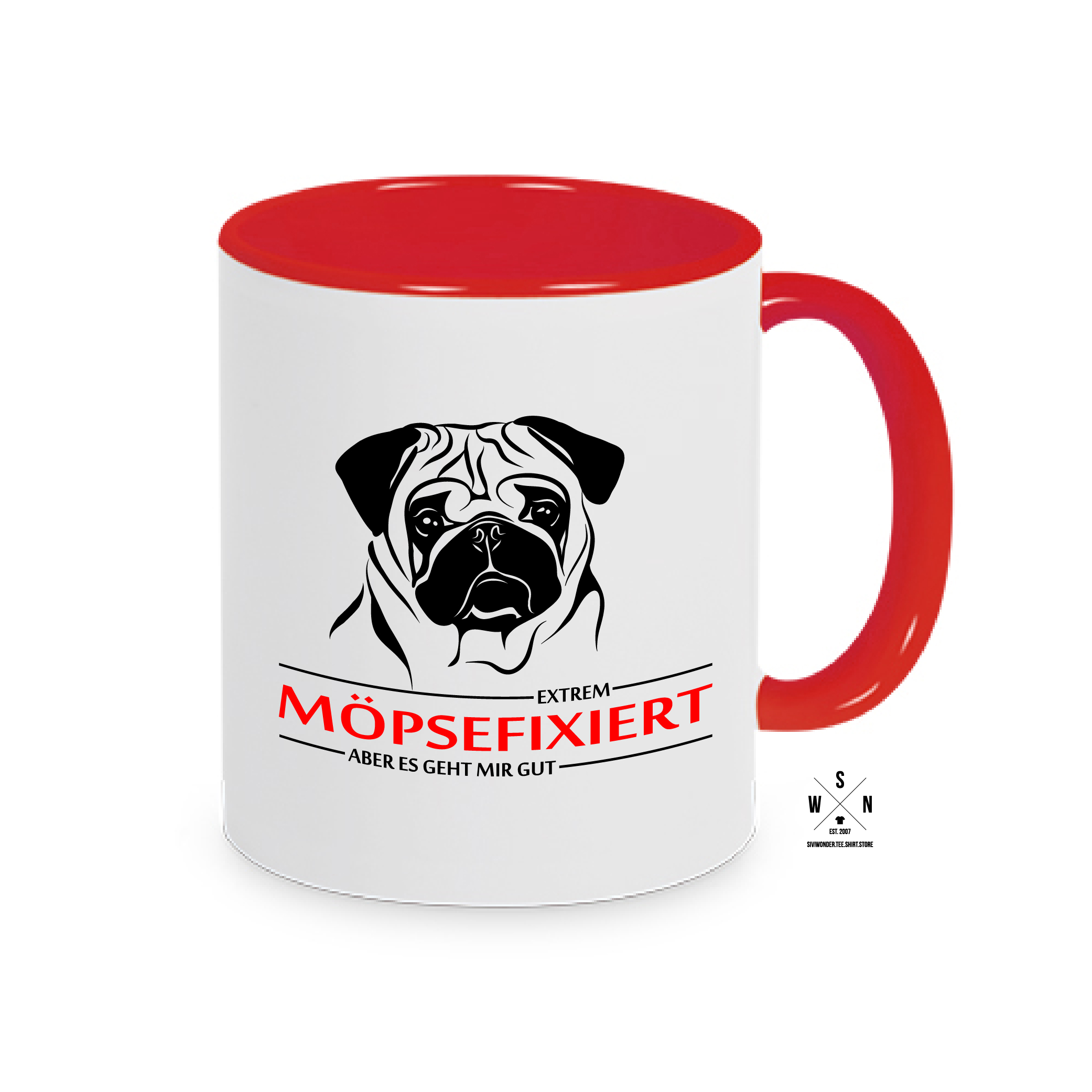 Tasse Kaffebecher INFIZIERT MÖPSEFIXIERT fun