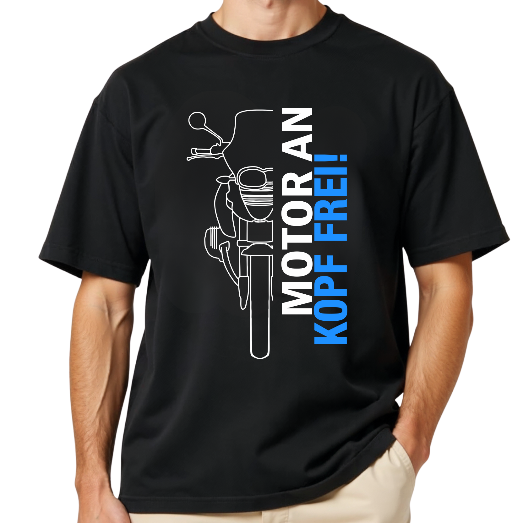 Unisex T-Shirt Motorrad lustiger Spruch Motor an - Kopf frei Schnabeltier Motorrad