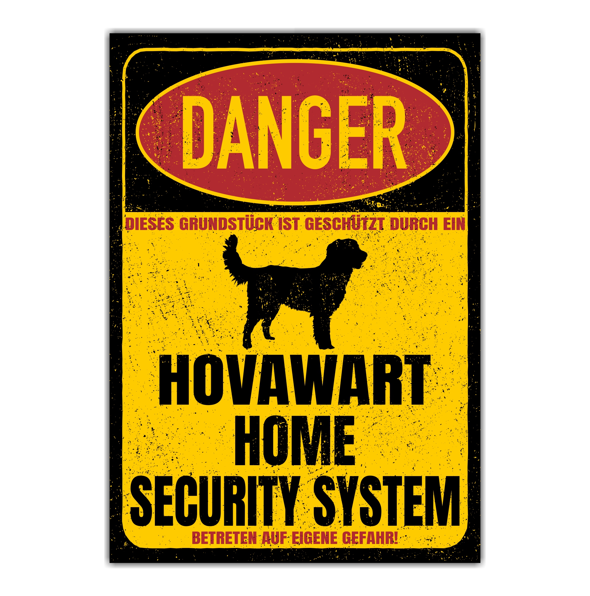 Hovawart Hovi Working hovewart Dog Türschild Danger Security System Warnschild Hund Schilder Hundeschild happy Design by Siviwonder