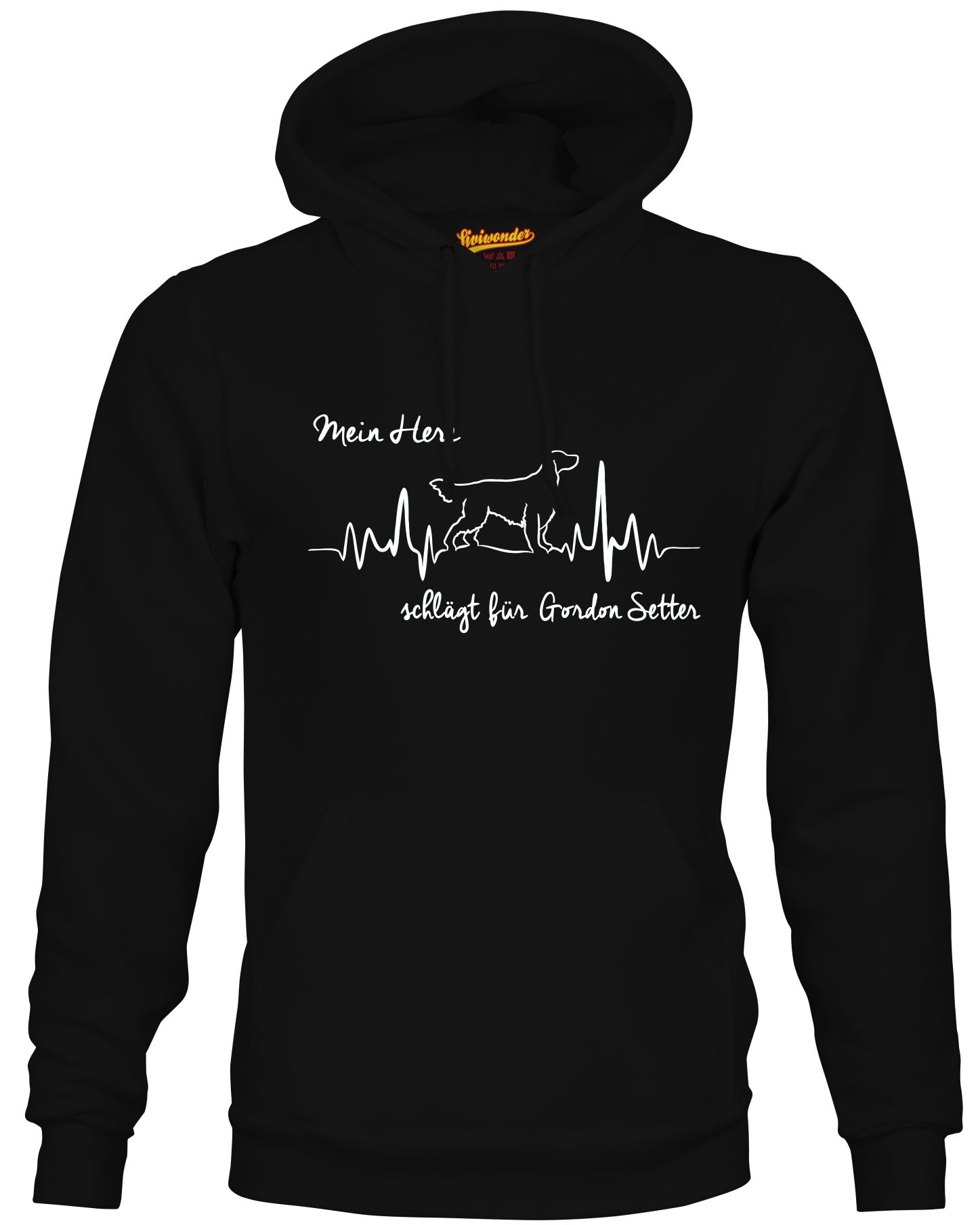 GORDON SETTER SWEATSHIRT HEARTBEAT EKG  Hund Hundemotiv Herz Hoodie
