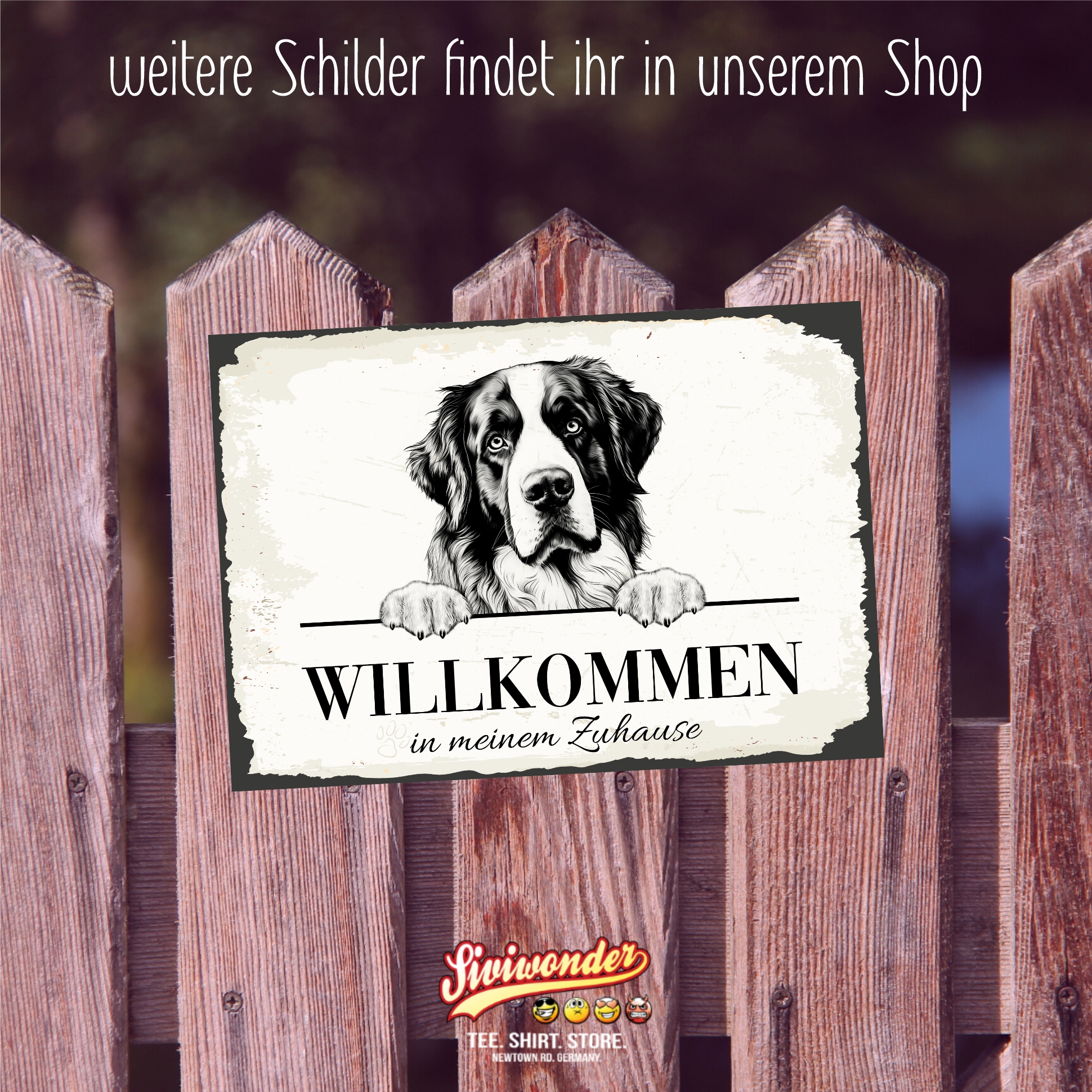 Hundeschild Willkommen Zuhause Bernhardiner  Schild Achtung