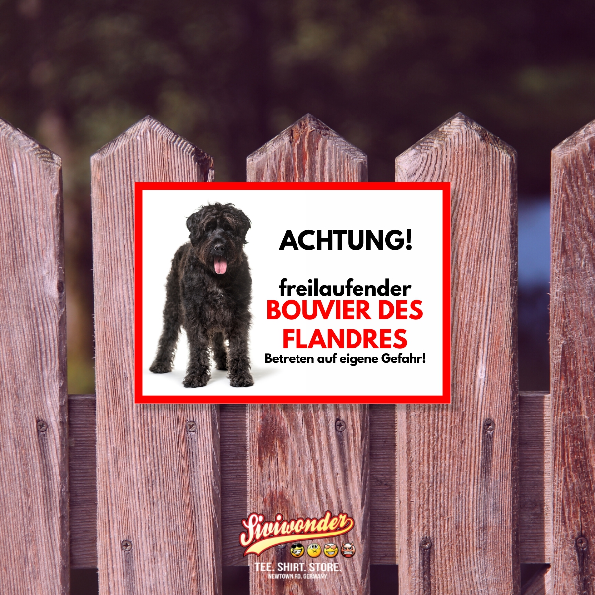 Bouvier Des Flandres Freilaufender Hund Dog Schild Spruch Türschild Hundeschild Warnschild