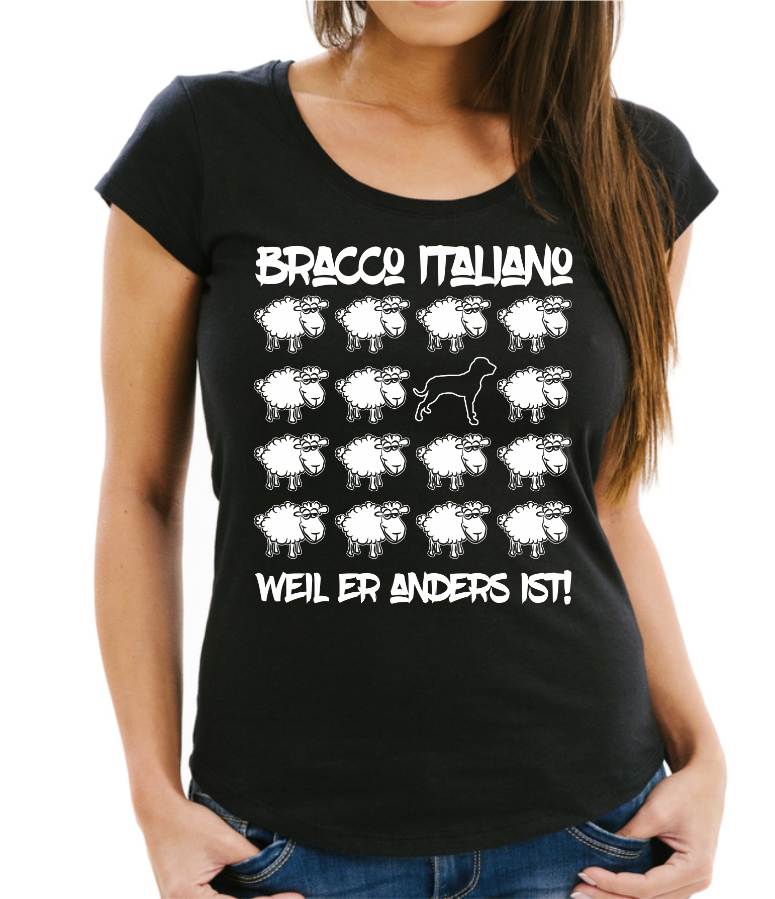 BRACCO ITALIANO DAMEN T-SHIRT BLACK SHEEP by SIVIWONDER