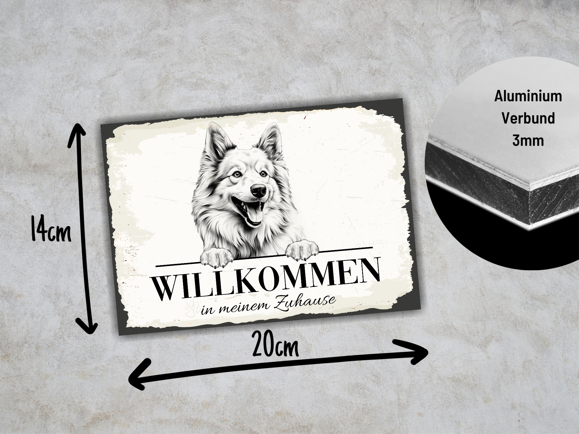 Hundeschild Willkommen Zuhause Islandhund Spitz Schild