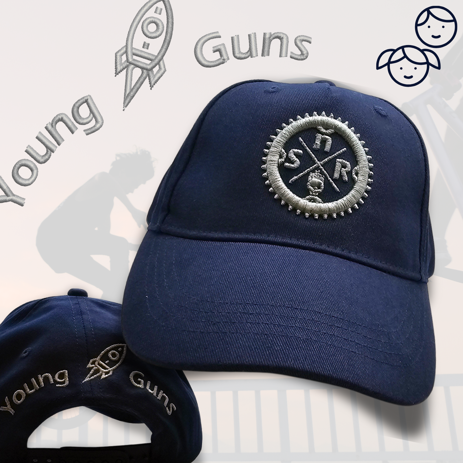 Shape and Ride Kinder Cap gebogener Schirm navy grau 3D Stickerei Kids