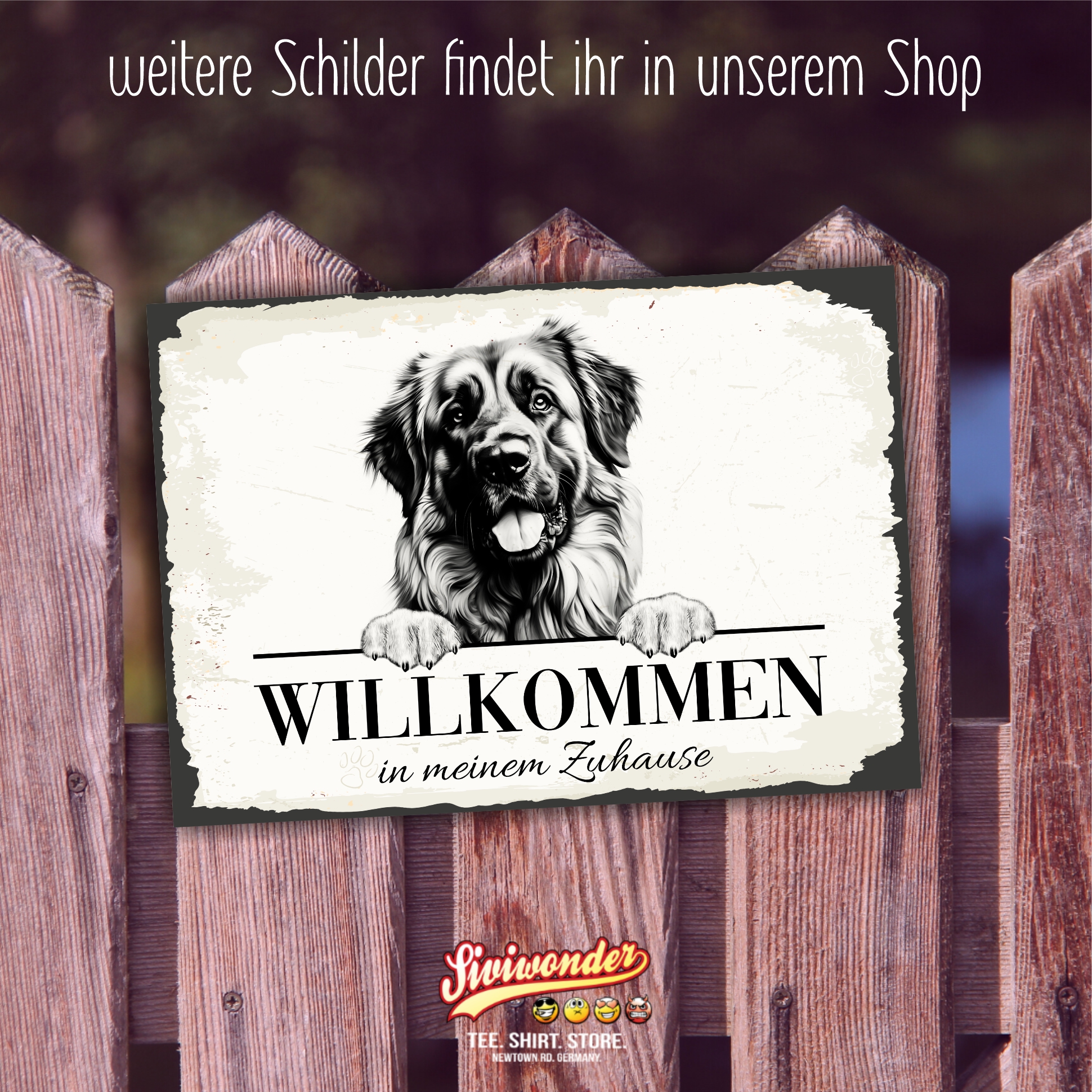 Hundeschild Willkommen Zuhause  Leonberger Leo Schild Achtung Spruch