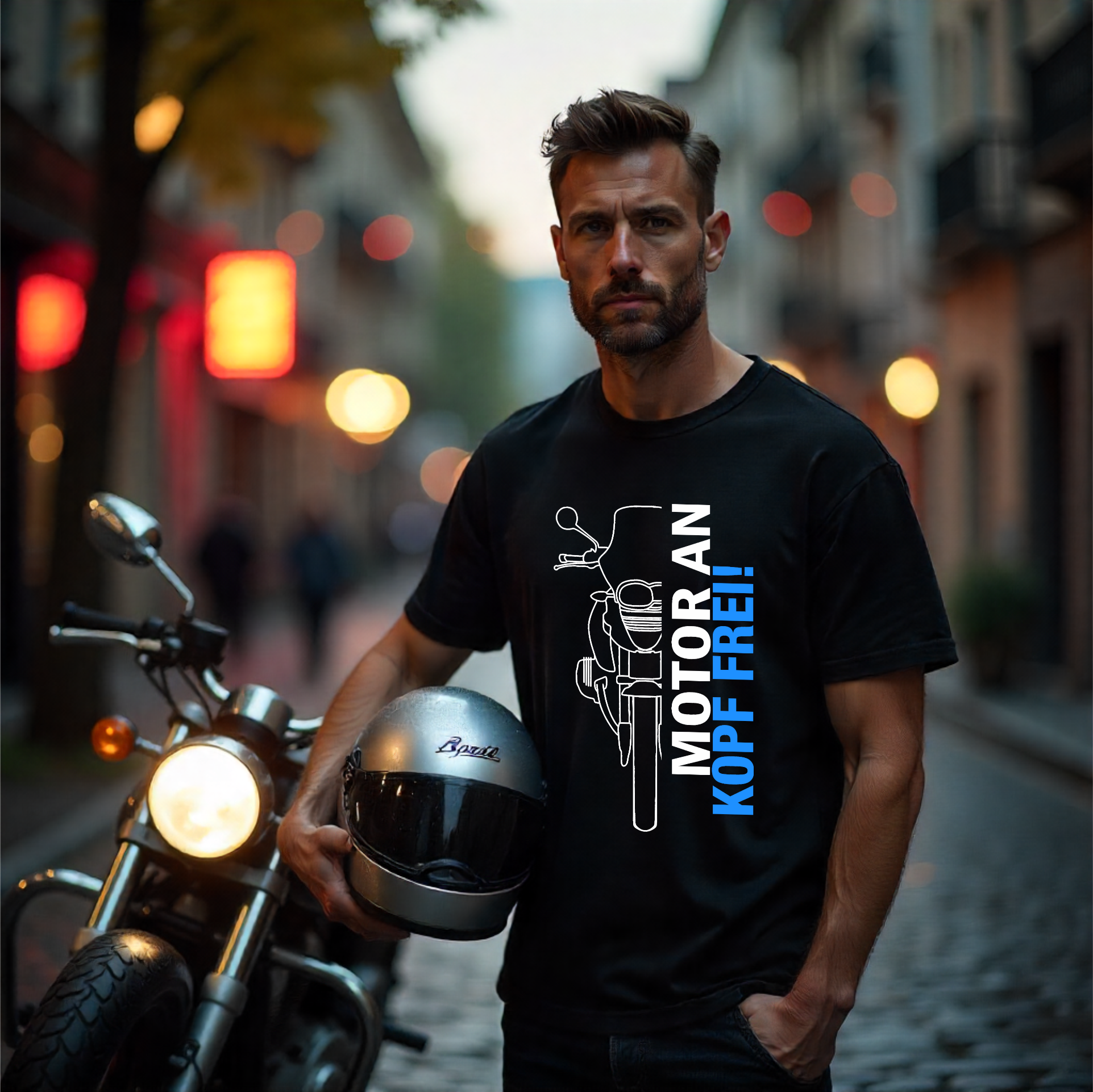 Unisex T-Shirt Motorrad lustiger Spruch Motor an - Kopf frei Schnabeltier Motorrad