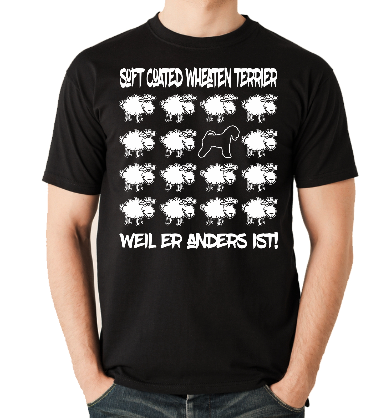 SOFT COATED WEATHEN TERRIER UNISEX T-SHIRT BLACK SHEEP by SIVIWONDER