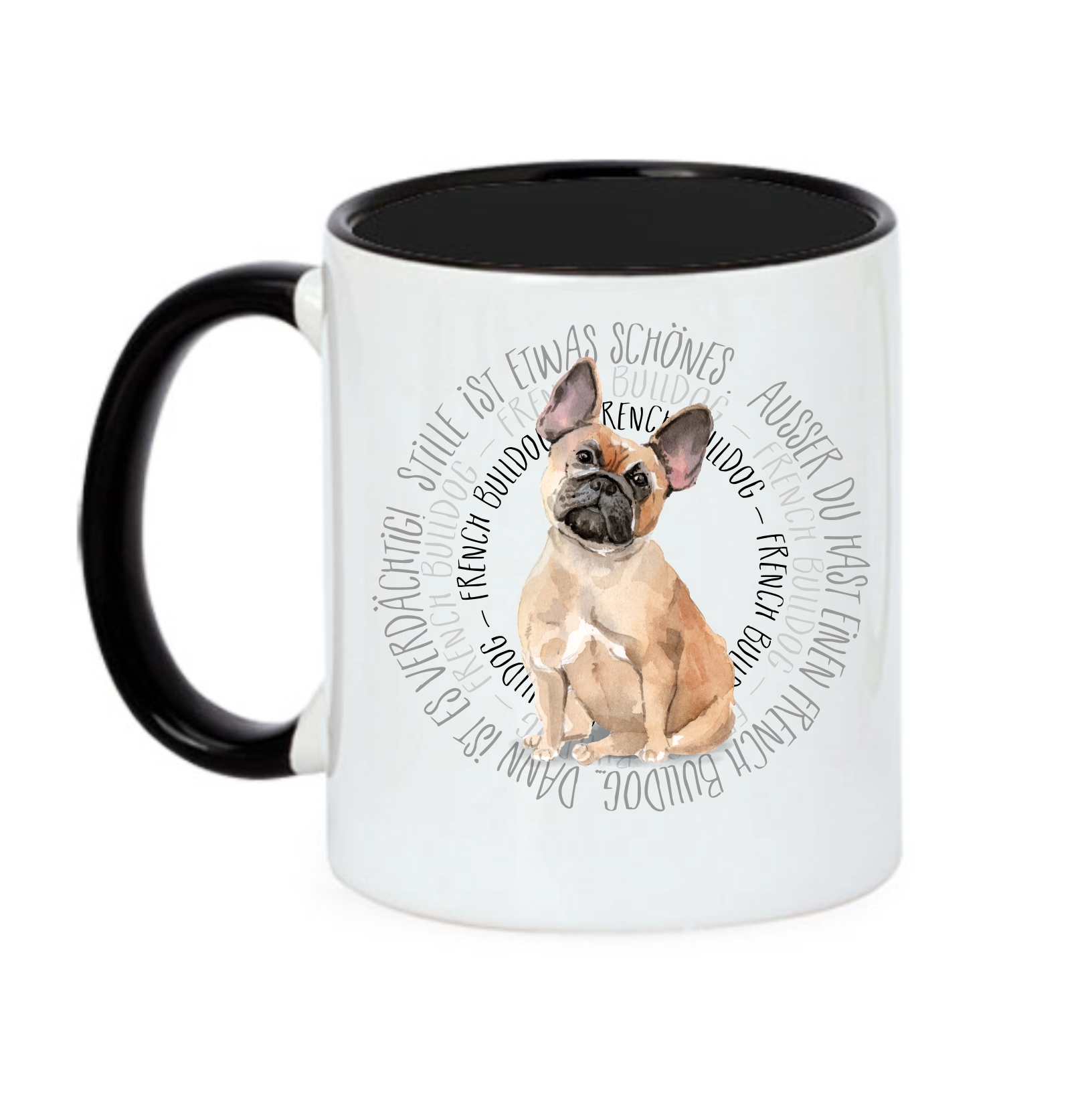 FRANZÖSISCHE BULLDOGGE TASSE CIRCLE WATERCOLOUR Motiv by SIVIWONDER