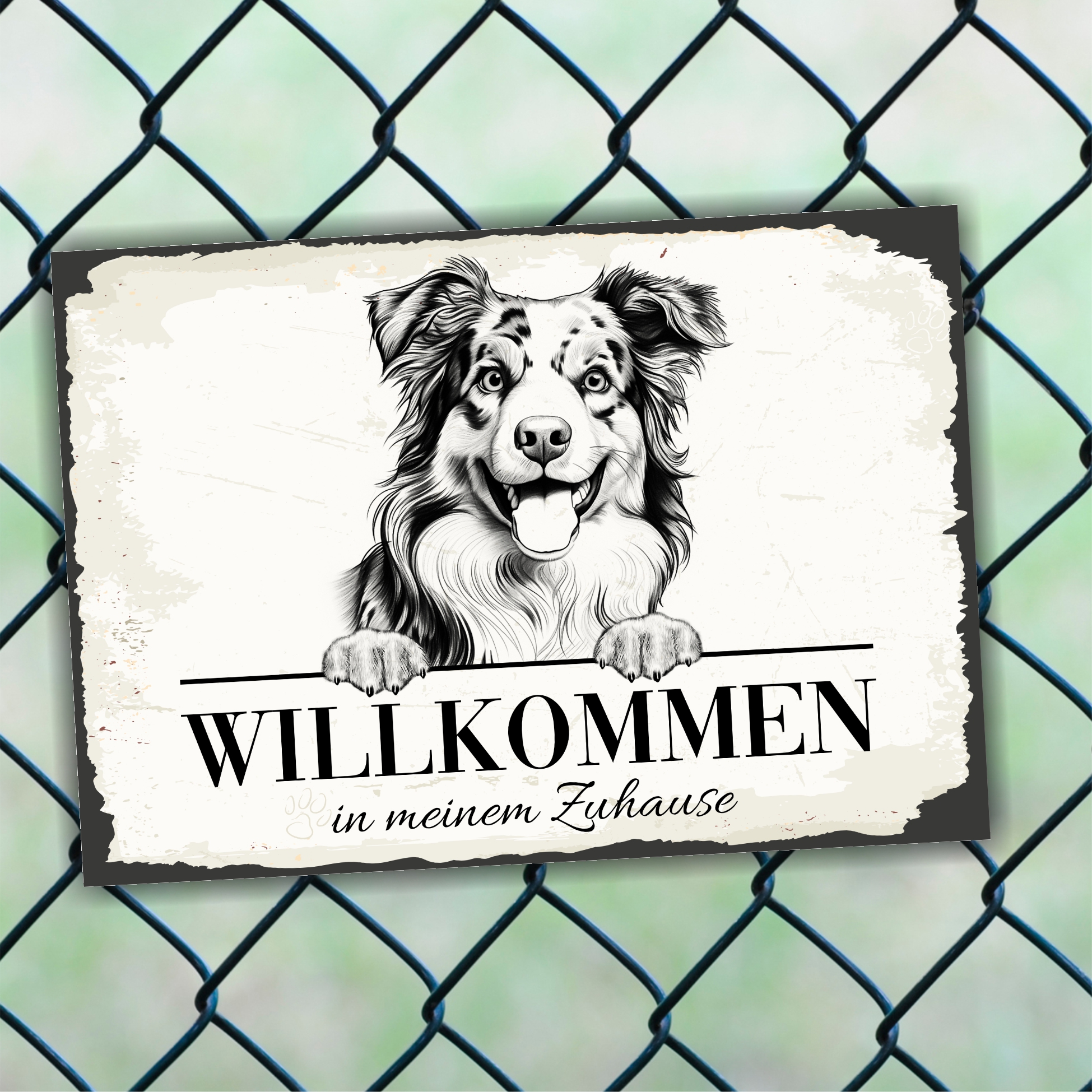 Hundeschild Willkommen Zuhause Aussie Terrier Schild Achtung Zaun Frau Spruch Türschild Hundeschild Warnschild  Design by Siviwonder
