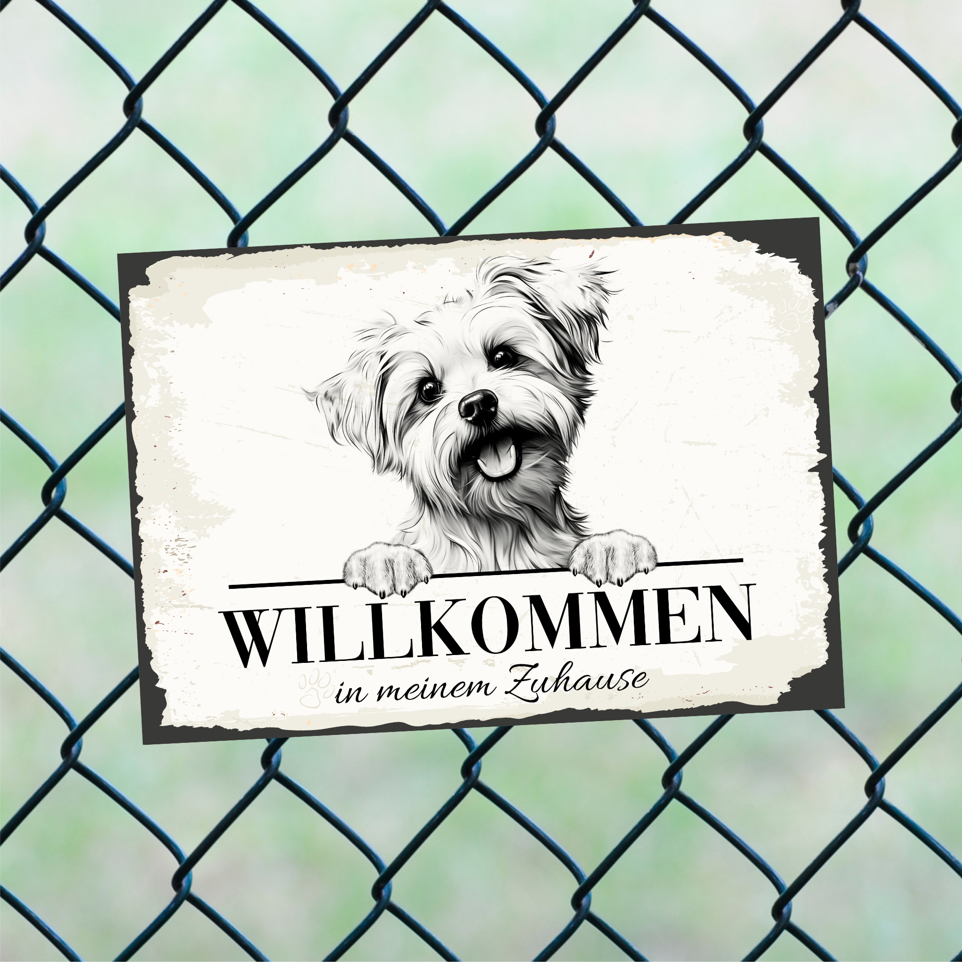 Hundeschild Willkommen Zuhause  Malteser Maltese Schild Achtung Spruch
