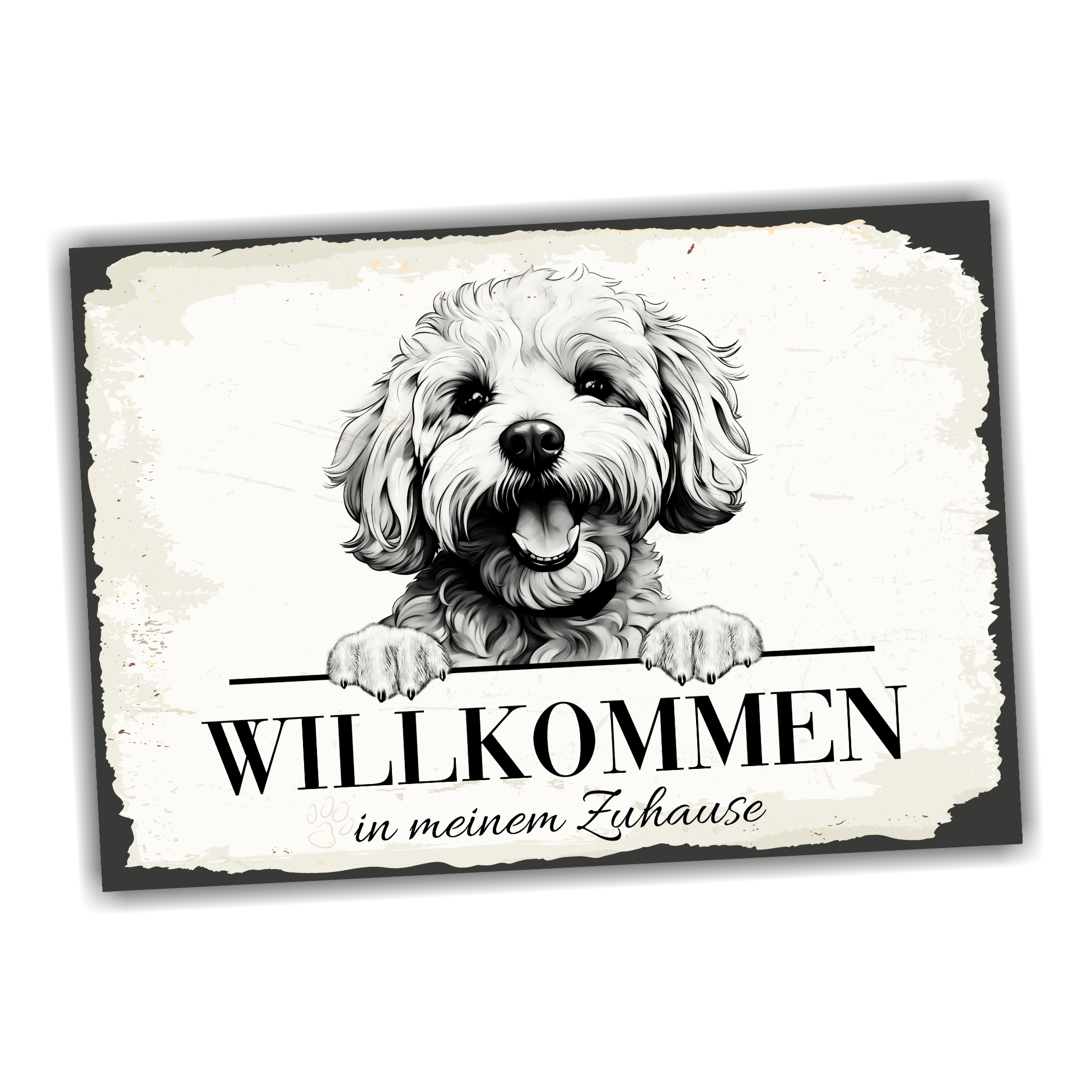 Hundeschild Willkommen Zuhause Bichon Frise Schild Achtung